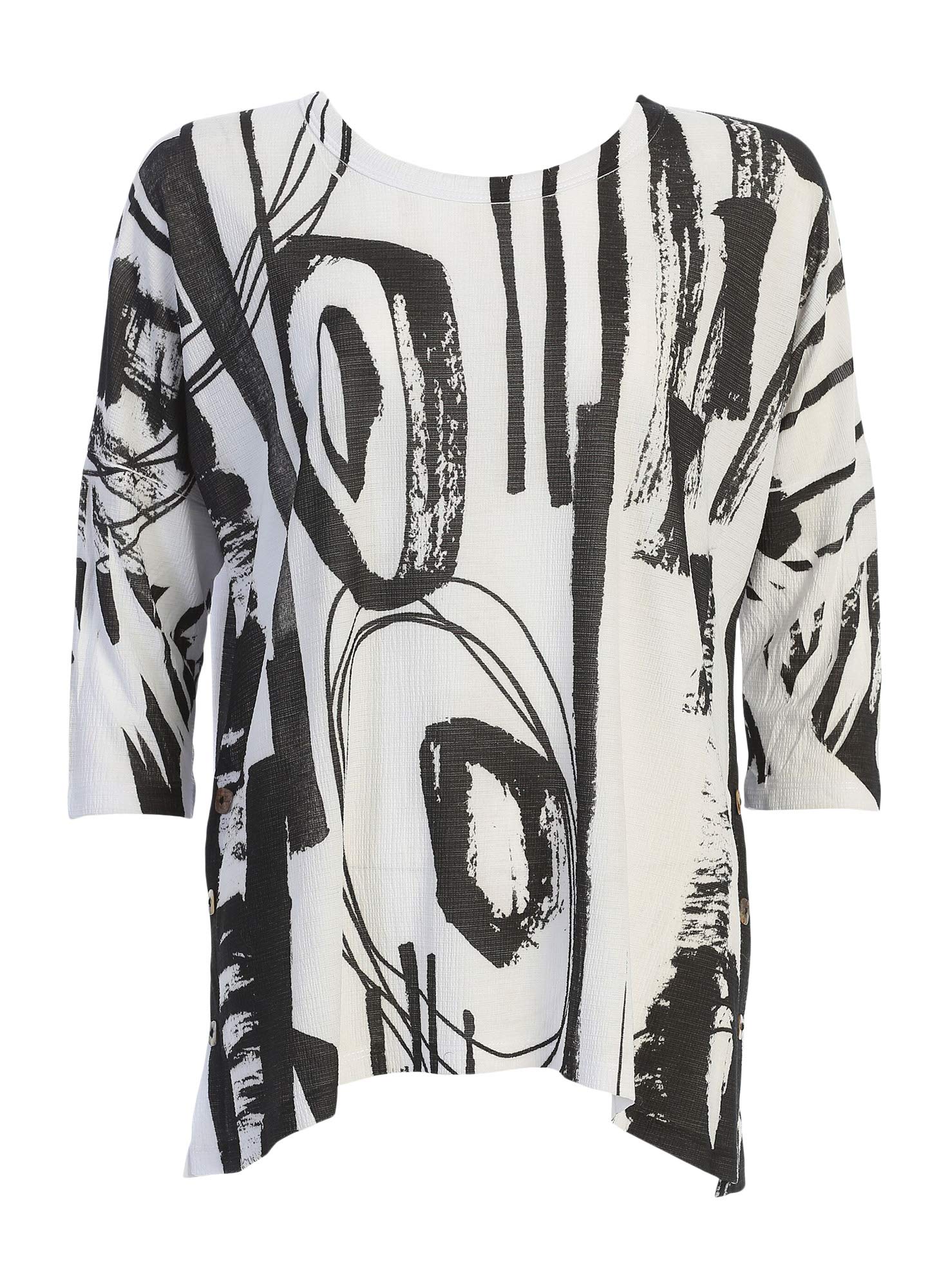 Jess & Jane Women's Contempo Button Accent Side Slit Tunic Top - Stylish Casual Blouse for Work, Date Night & Everyday Wear