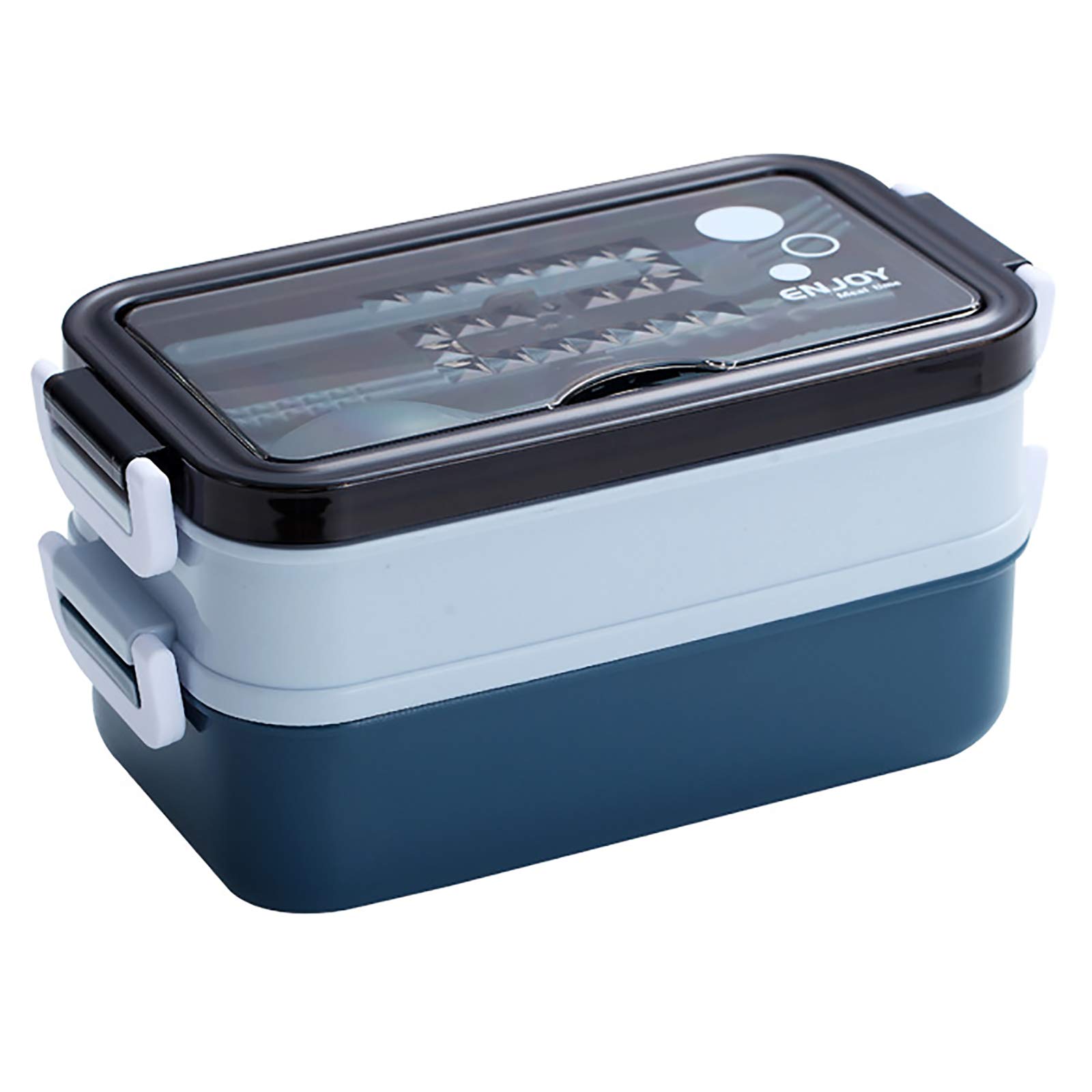 Portable 2-Layer Leakproof Lunch Box with Chopsticks, Spoon & Fork - Ideal for Office, School & Picnics | BPA-Free & Durable