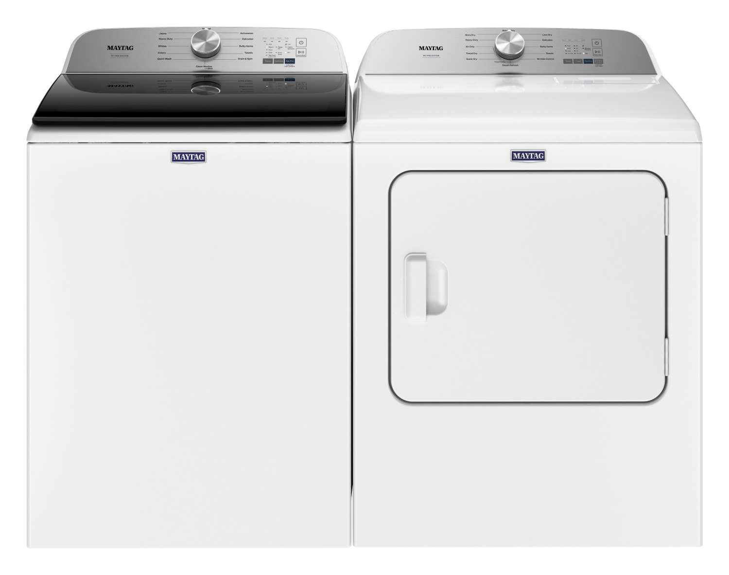 Maytag 5.4 cu. ft. White Top Load Washer & 7.0 cu. ft. Gas Dryer Set (MVW6500MW/MGD6500MW) - Perfect for Large Families & Laundry Rooms