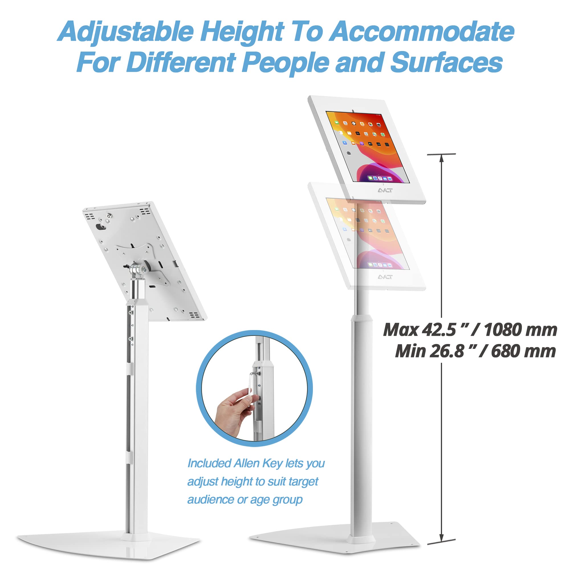 AVLT Adjustable Anti-Theft Tablet Floor Stand - 10.5