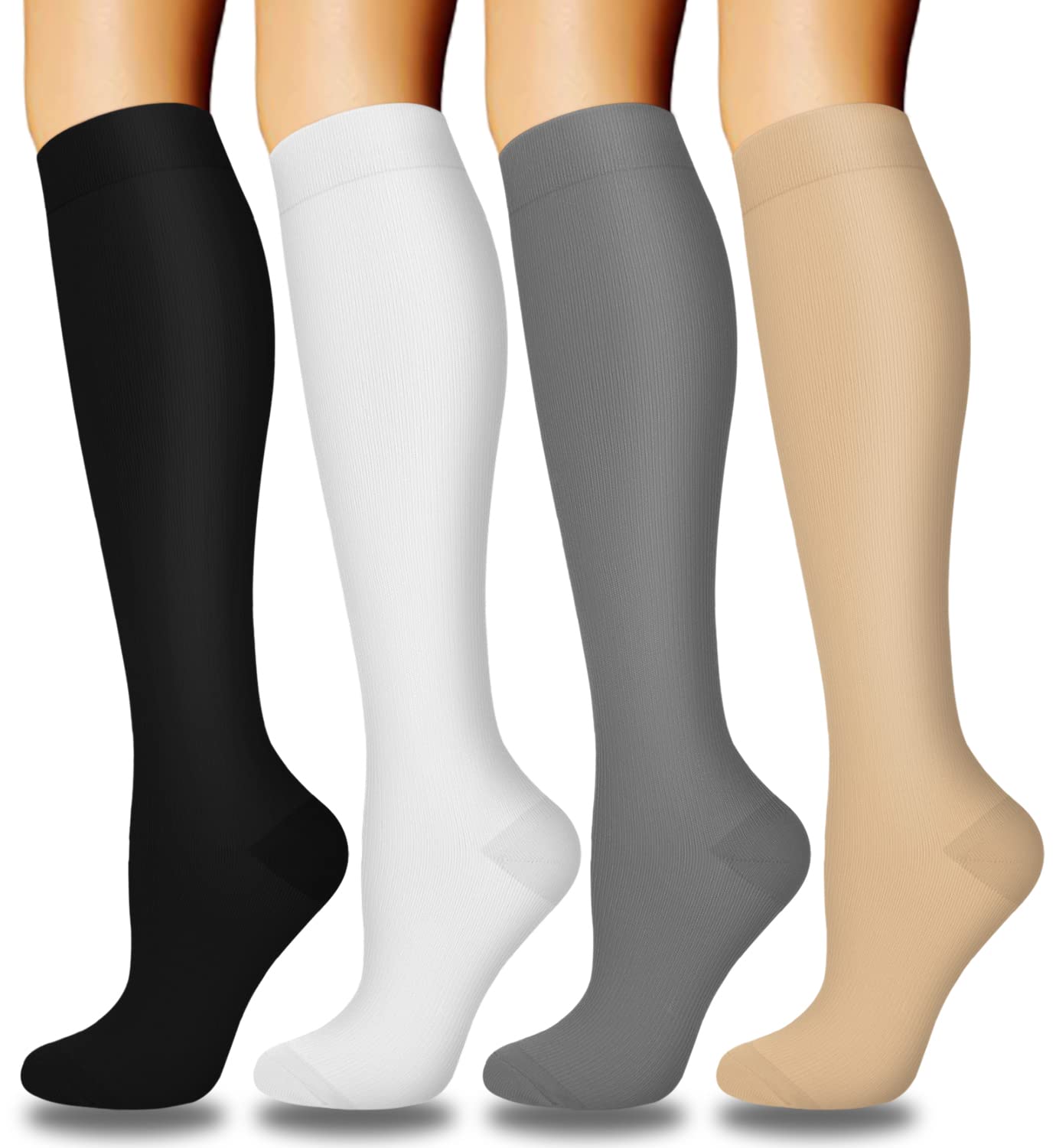 Aoliks 4 Pairs Copper Compression Socks for Women & Men 15-20 mmHg - Best Support for Nurses, Running, Hiking - Improve Circulation & Reduce Swelling - Perfect for Workouts, Travel & Long Shifts