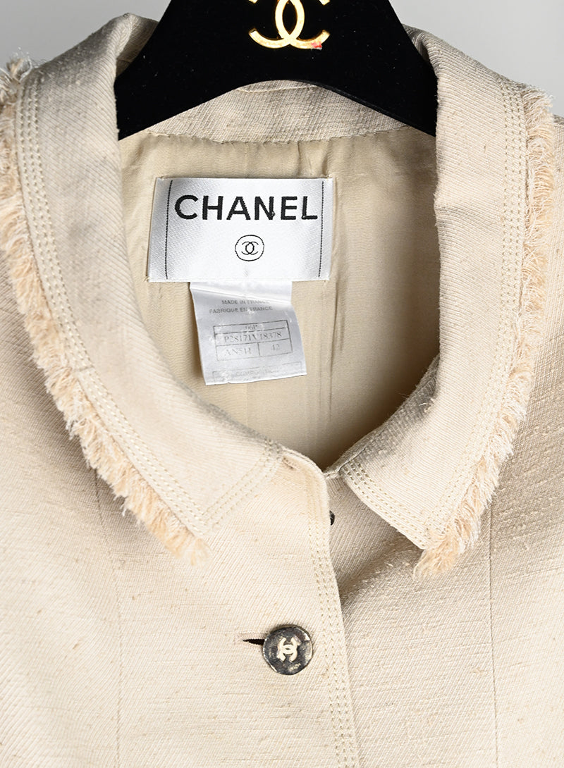 Chanel Beige Linen Jacket Size 46 - Elegant Summer Blazer for Women | Perfect for Office Wear, Casual Outings & Special Events