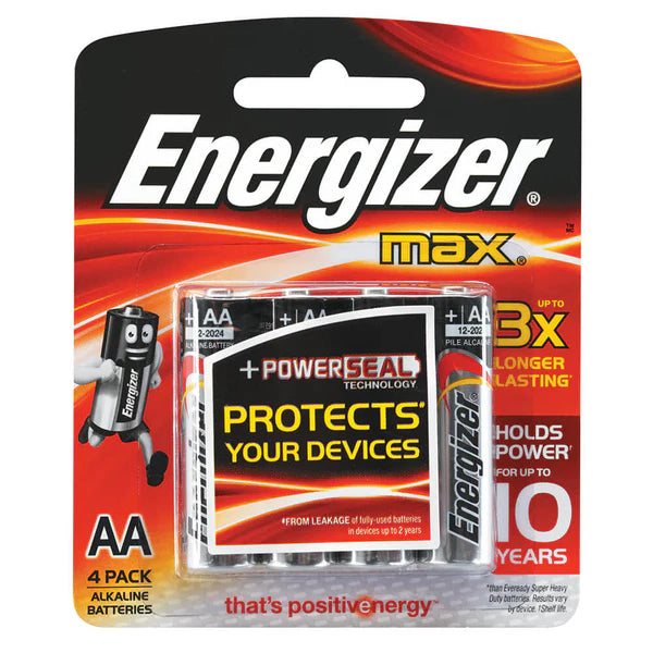 Energizer Max AA Batteries - 12 Pack (4 Packs of 3) - Long-Lasting Power for Toys, Flashlights, and Electronics - Alkaline AA Batteries for Home, Office, and Emergency Use