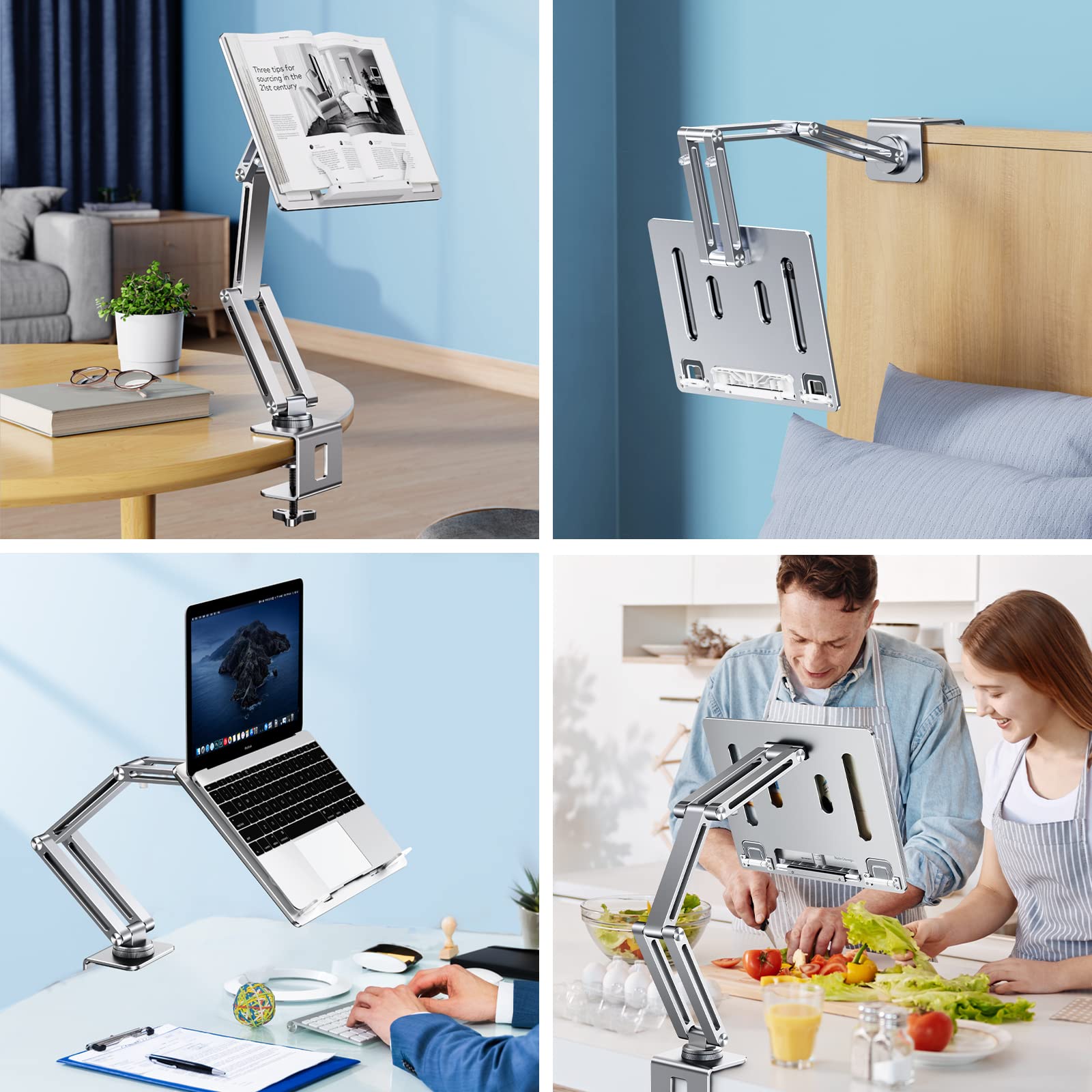 360° Rotatable OATSBASF Tablet Stand - Adjustable iPad Holder for Desk, Portable Monitor Stand for Computer, Cookbooks & Recipes | Perfect for Home Office, Kitchen & Reading
