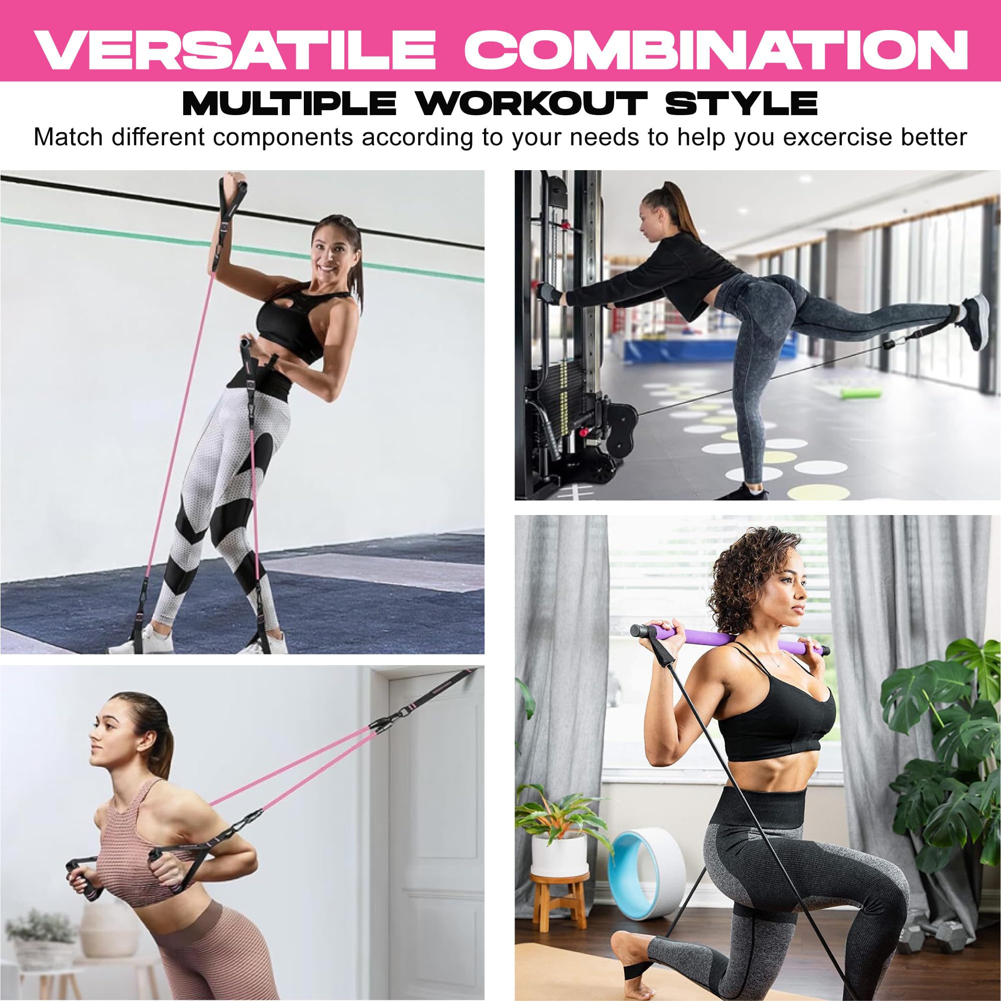 Premium Pilates Bar Kit with Resistance Bands (20/30/40lbs) - Portable Home Gym Equipment for Full Body Workout - Pilates Reformer Alternative for Women & Men - Perfect for Home Fitness, Yoga, Physical Therapy & Strength Training