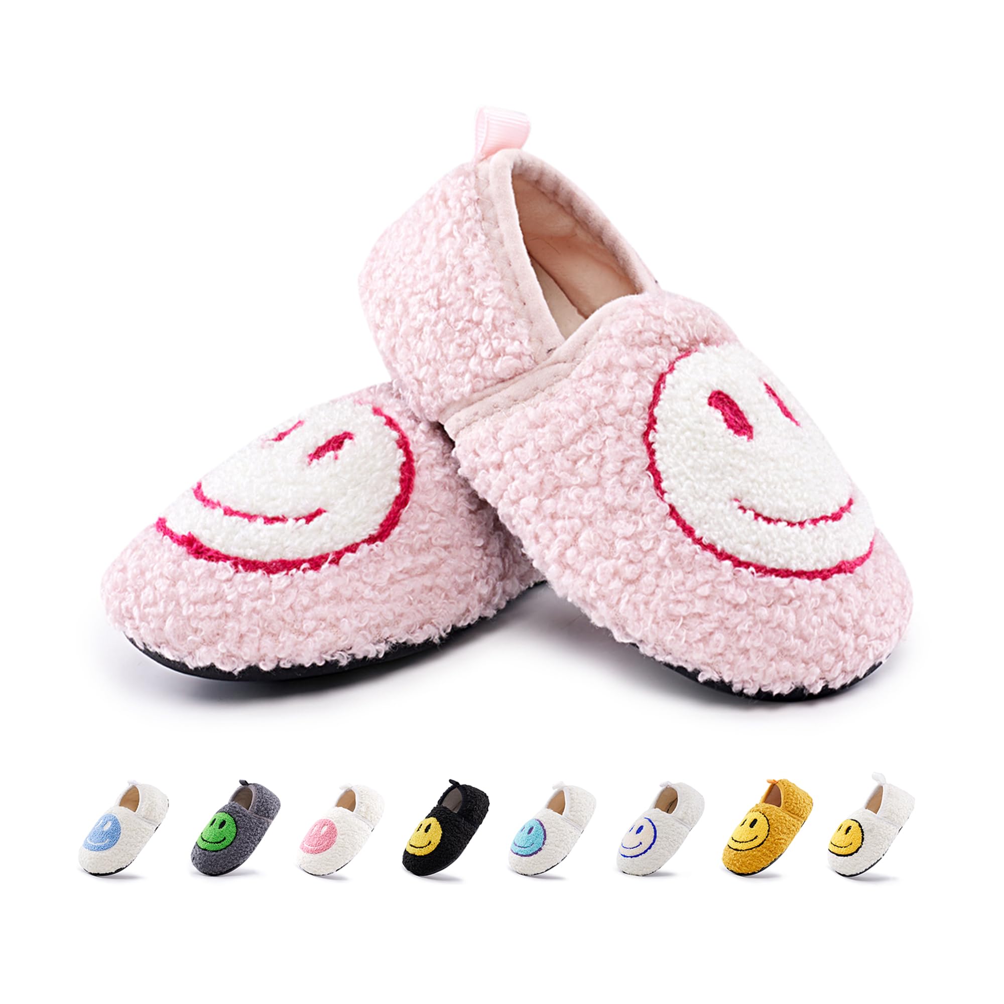 COVS Smile Face Slippers for Kids & Toddlers - Non-Slip TPR Soft Sole House Shoes for Boys & Girls | Cozy Indoor Socks for Playtime, Nap Time & Home Comfort