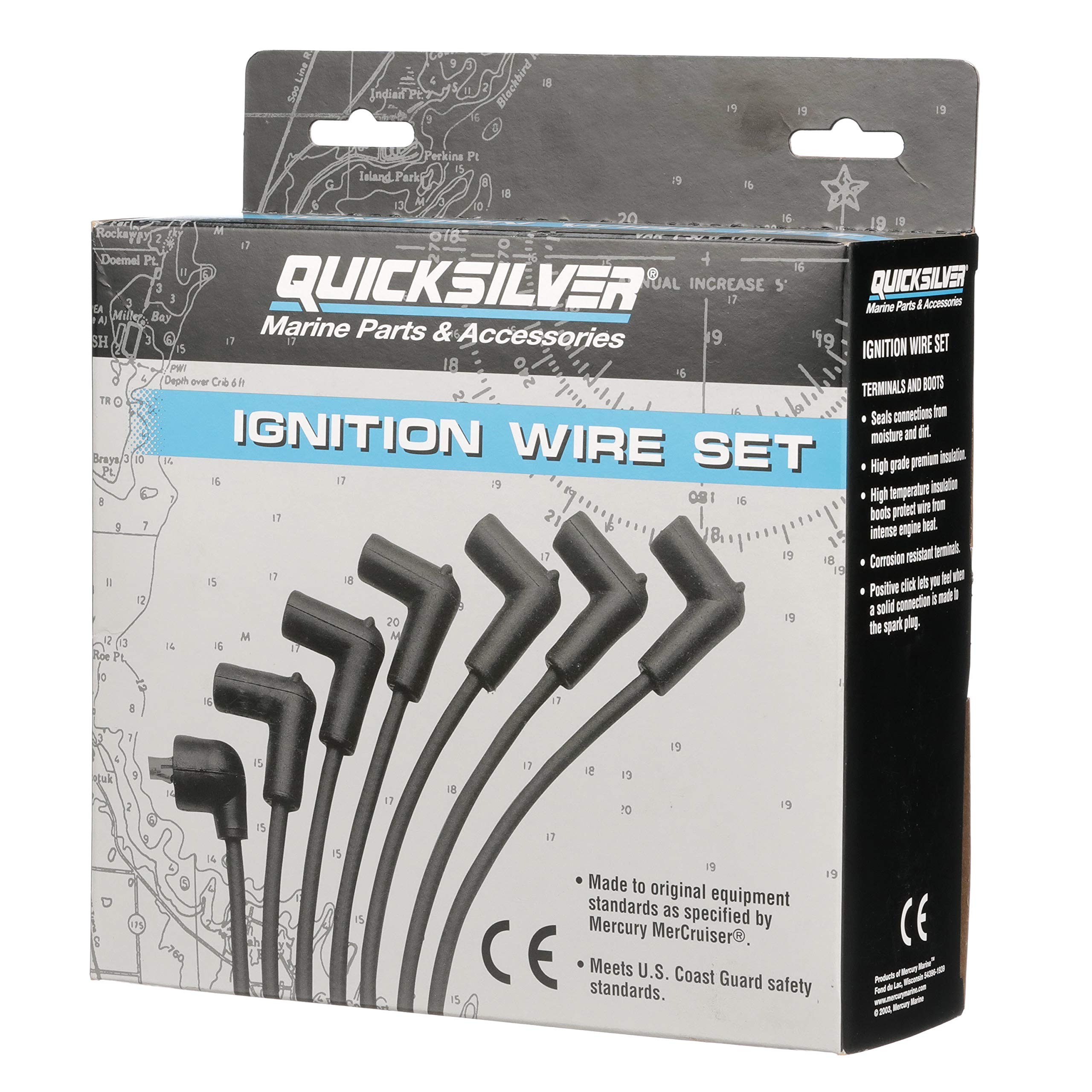 Quicksilver 847701Q26 Blue Wire Spark Plug Wire Kit - High Performance Ignition Wires for Marine & Automotive Engines - Perfect for Boats, Jet Skis, and Classic Cars