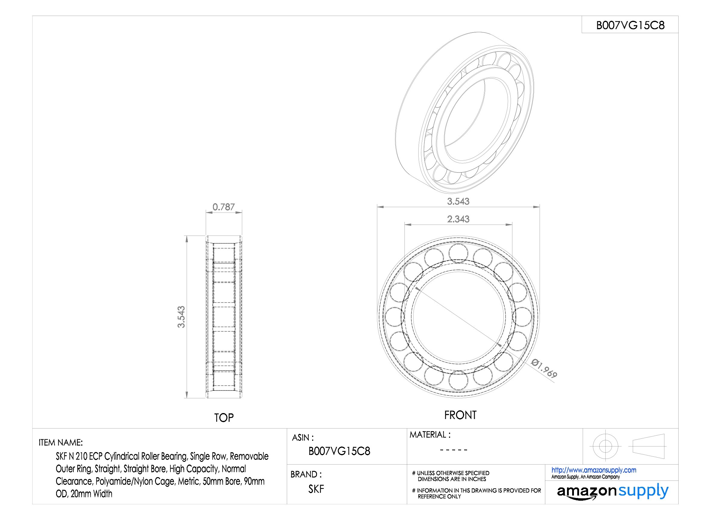 SKF N 203 ECP Single Row Cylindrical Roller Bearing - 17mm Bore, 40mm OD, 12mm Width - High Capacity, Removable Outer Ring, Polyamide/Nylon Cage - Ideal for Industrial Machinery, Automotive Applications, and Heavy-Duty Equipment