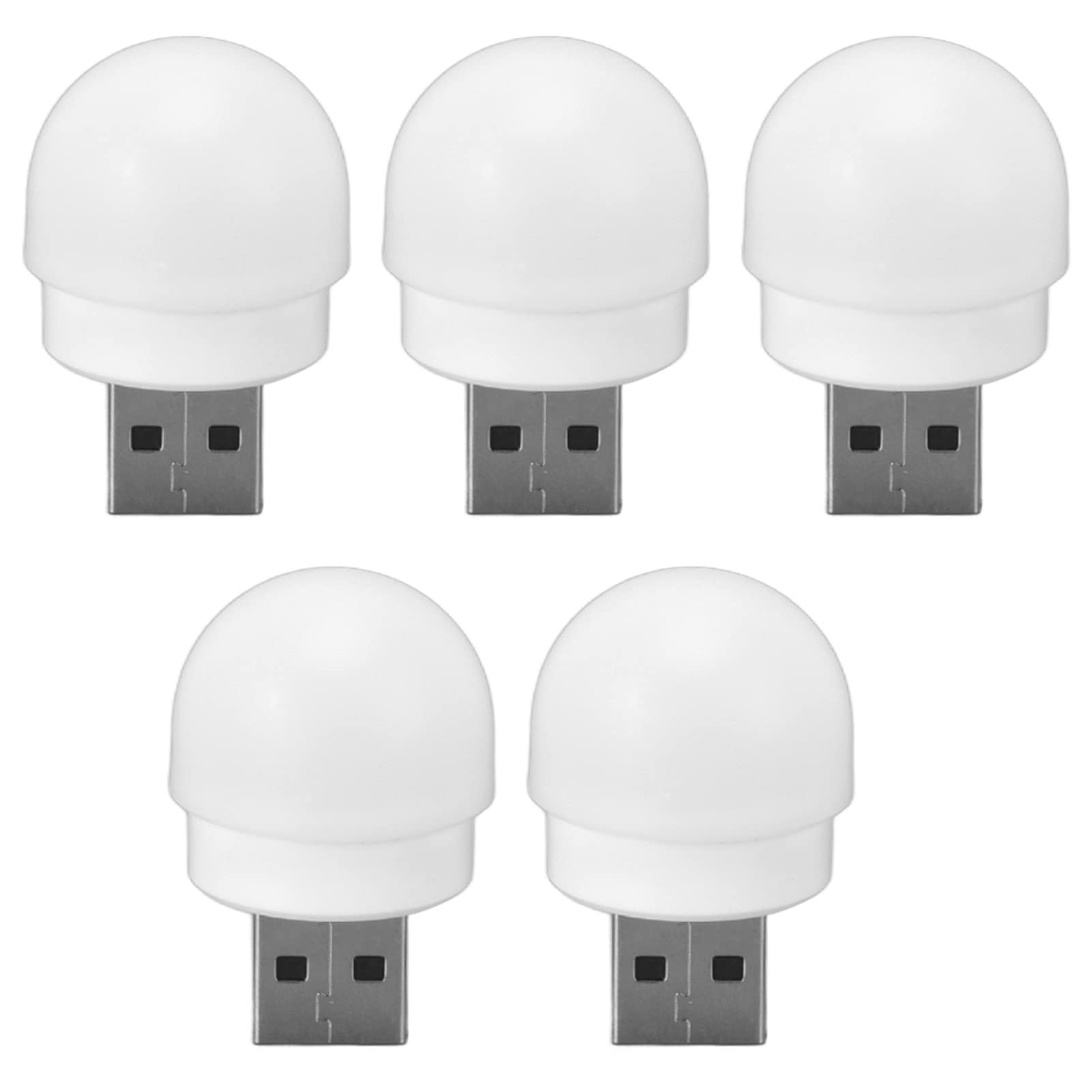 5-Pack Mini USB LED Night Lights - Energy Saving, Eye Protection Plug-in Bulbs for Bedroom, Bathroom, Nursery & Hallway (Warm White) - Perfect for Nighttime Safety & Ambient Lighting