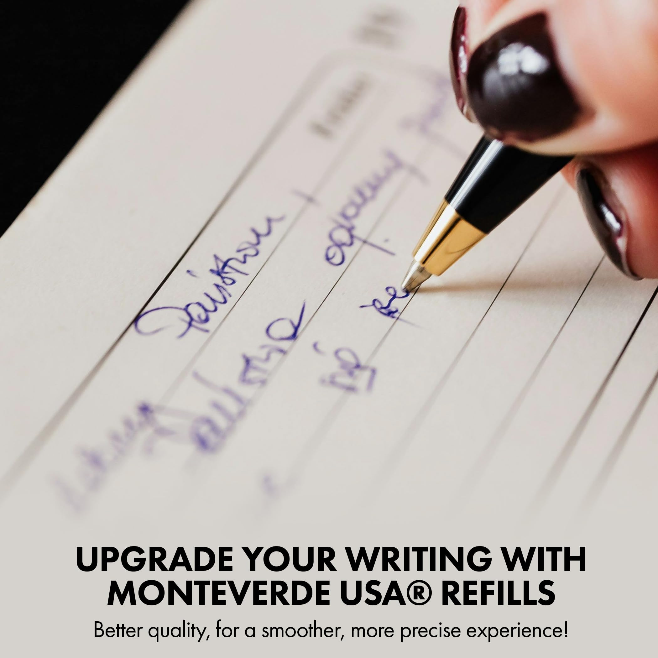 Monteverde USA Ballpoint Pen Refills for Montblanc Pens - Medium Point Soft Roll Blue/Black Ink (2 Pack) M132BB - Perfect for Office, School & Everyday Writing