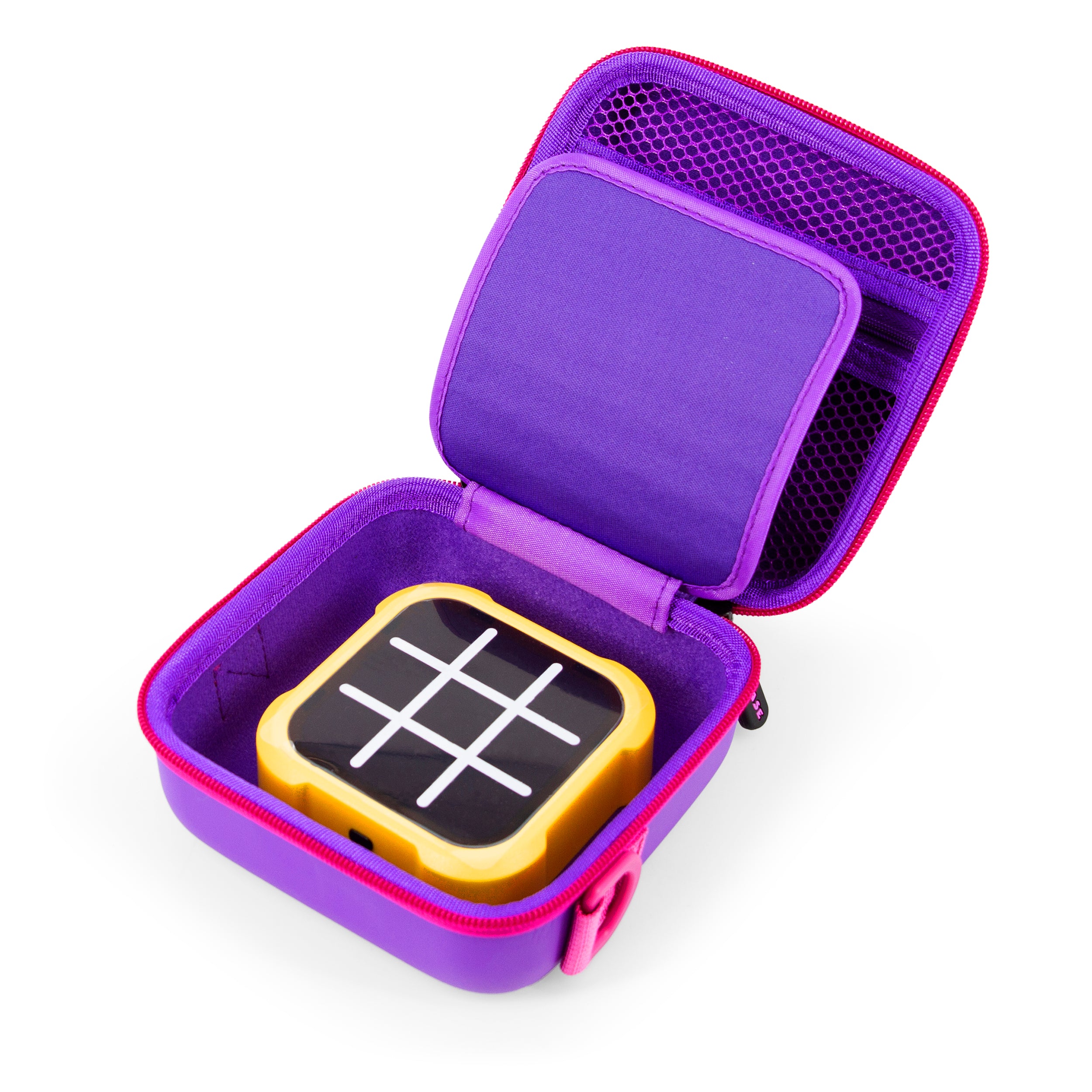 CASEMATIX Protective Carry Case for Tic Tac Toe Bolt Game - Single Layer Storage for Handheld Electronic Game (Not Compatible with Double Stack Tray) | Portable Travel & Home Storage Solution