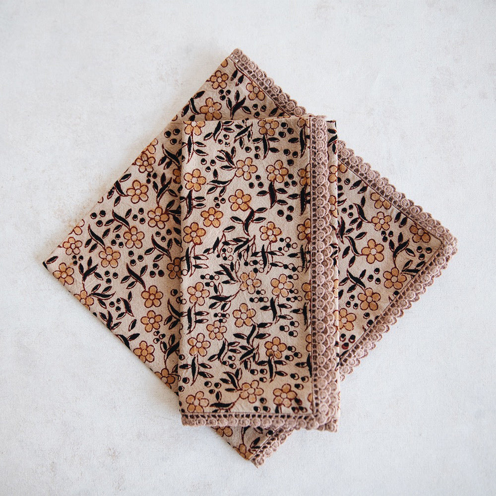 Hand Block Printed Cotton Table Linens - Organic & Eco-Friendly Table Runners, Placemats & Napkins for Dining Room & Wedding Decor