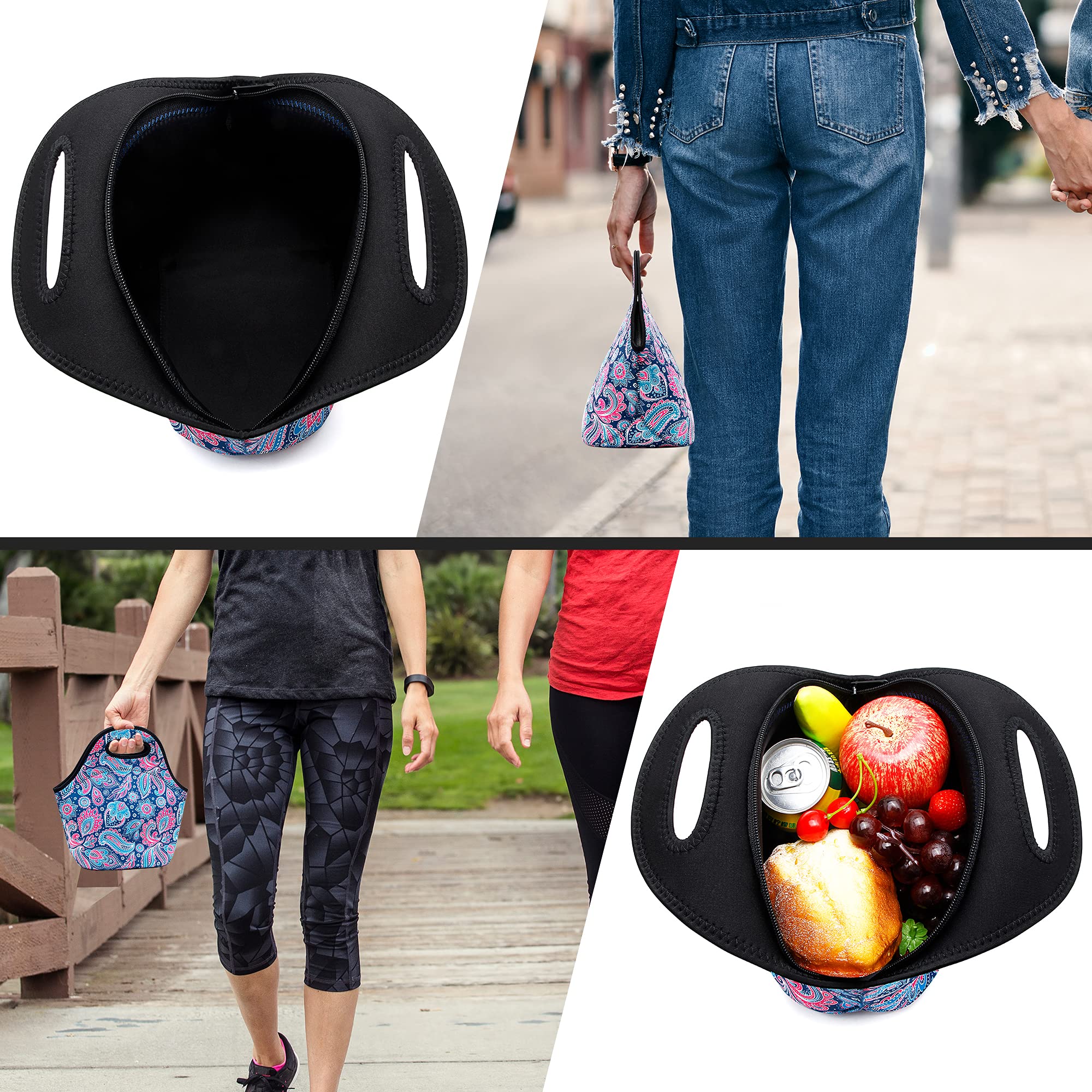 Insulated Neoprene Lunch Bag for Women & Men - Leakproof Washable Lunch Tote for Work, School, Picnic & Meal Prep | Lightweight Reusable Food Container Box | Perfect for Office, Gym & Outdoor Activities