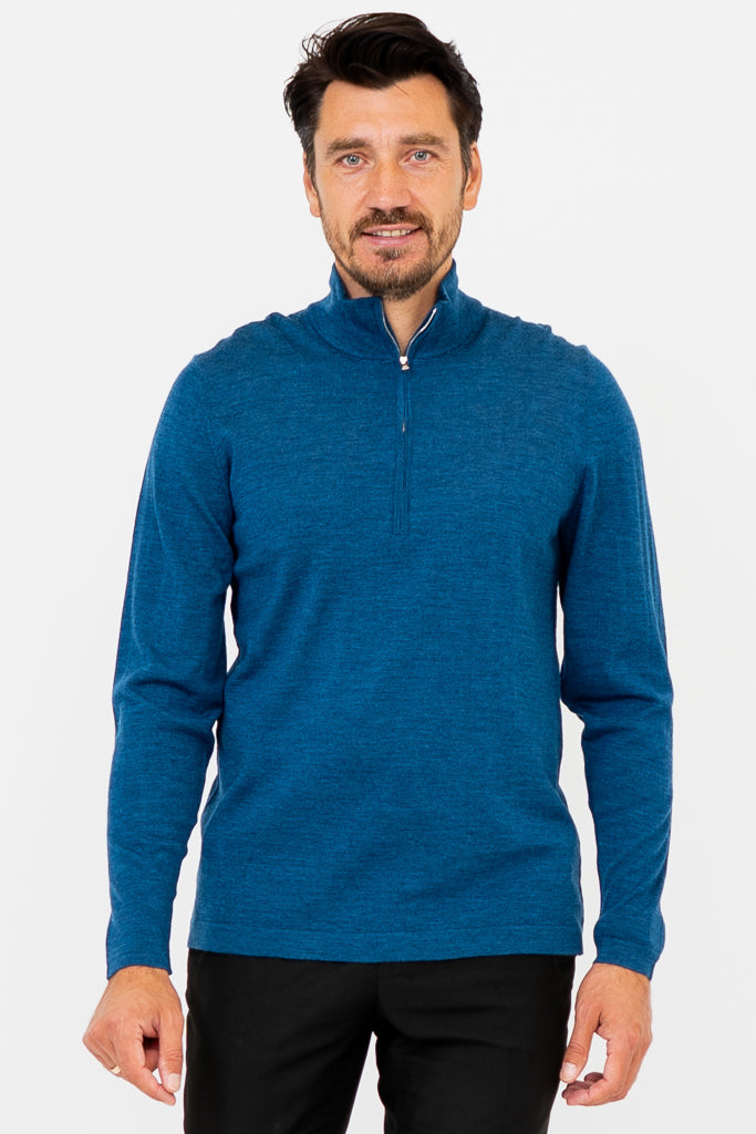 Andrew Men's Merino Wool Sweater - Blue Peri - Soft & Warm Winter Pullover for Casual & Outdoor Activities