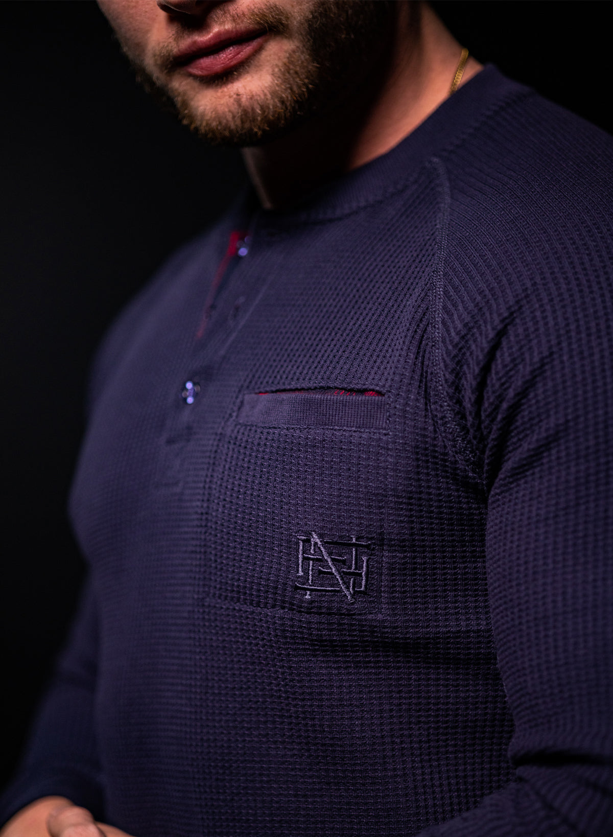 Men's Heavyweight Thermal Long Sleeve Shirt - Navy Blue, Warm Winter Base Layer for Outdoor Activities, Hiking & Cold Weather Workwear