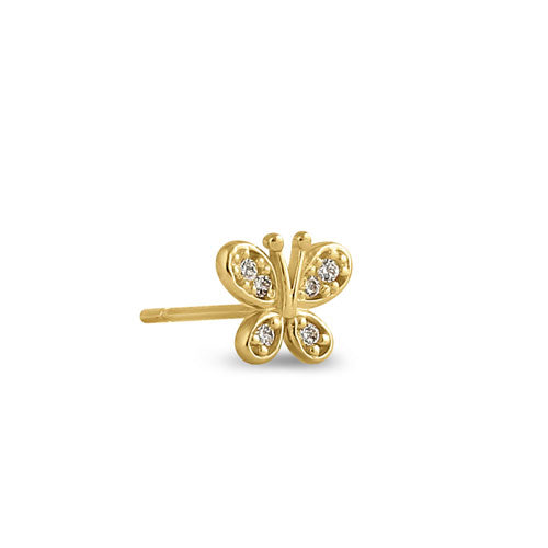 14K Yellow Gold Round Aurore Butterfly Cubic Zirconia Stud Earrings for Women - Elegant Gift for Birthday, Anniversary & Special Occasions