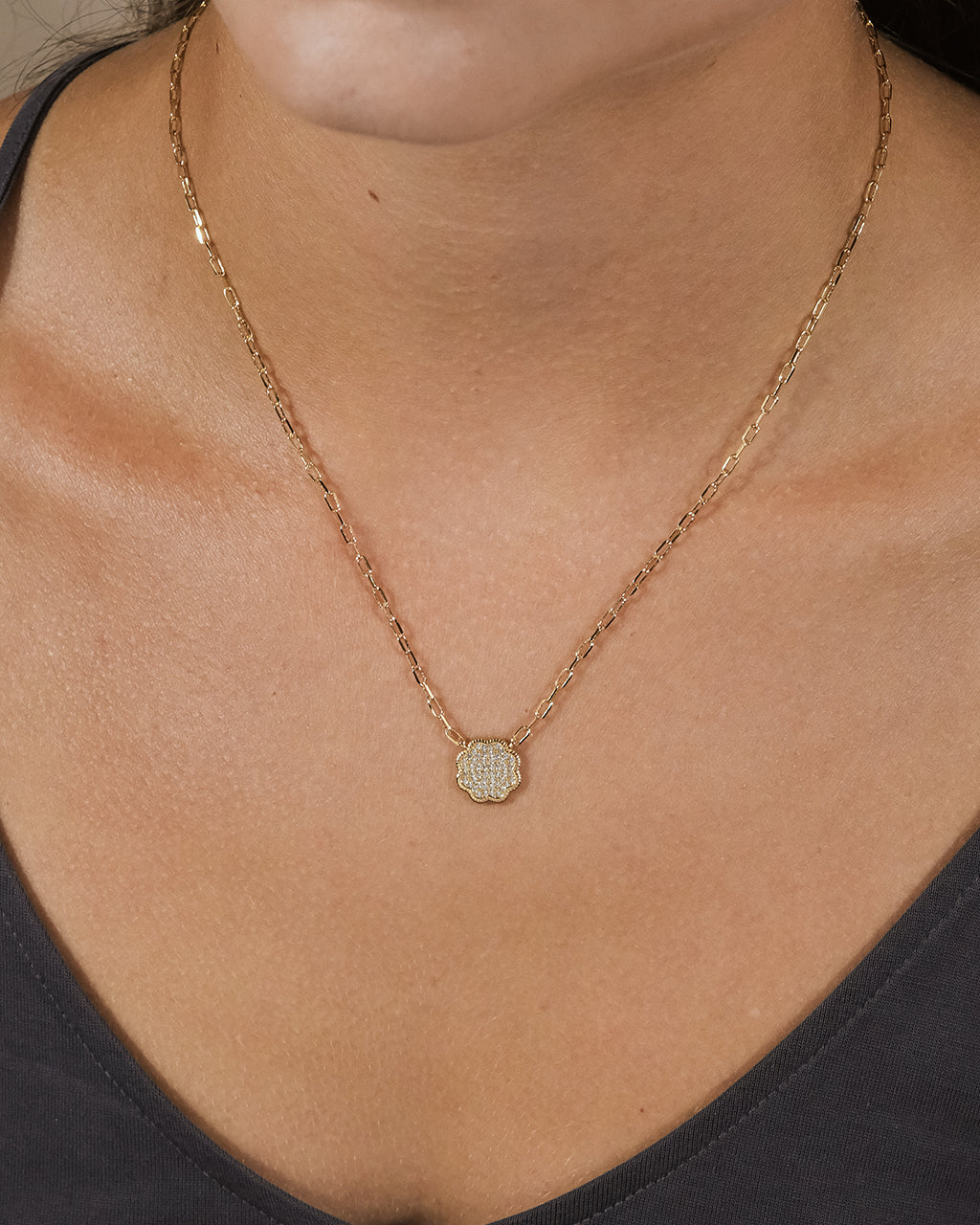 Raemy CZ Rose Petal Pendant Necklace - Elegant Cubic Zirconia Jewelry for Women, Perfect for Valentine's Day, Anniversary & Romantic Date Nights