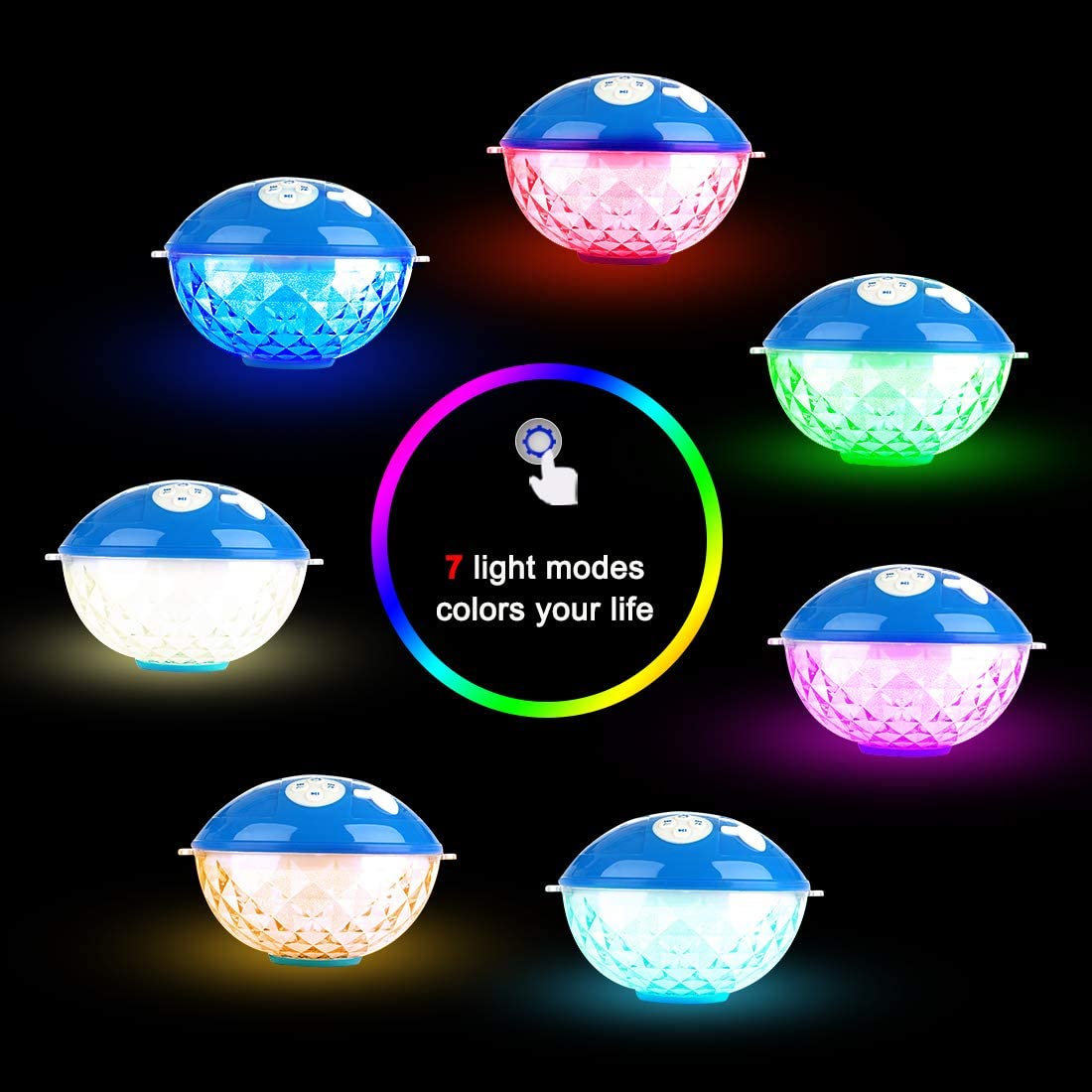Floatable Bluetooth Pool Speaker - IPX7 Waterproof Wireless Shower Speaker with Colorful LED Lights, Built-in Mic & Loud Stereo Sound | Perfect for Hot Tubs, Beach Parties, Travel & Outdoor Adventures