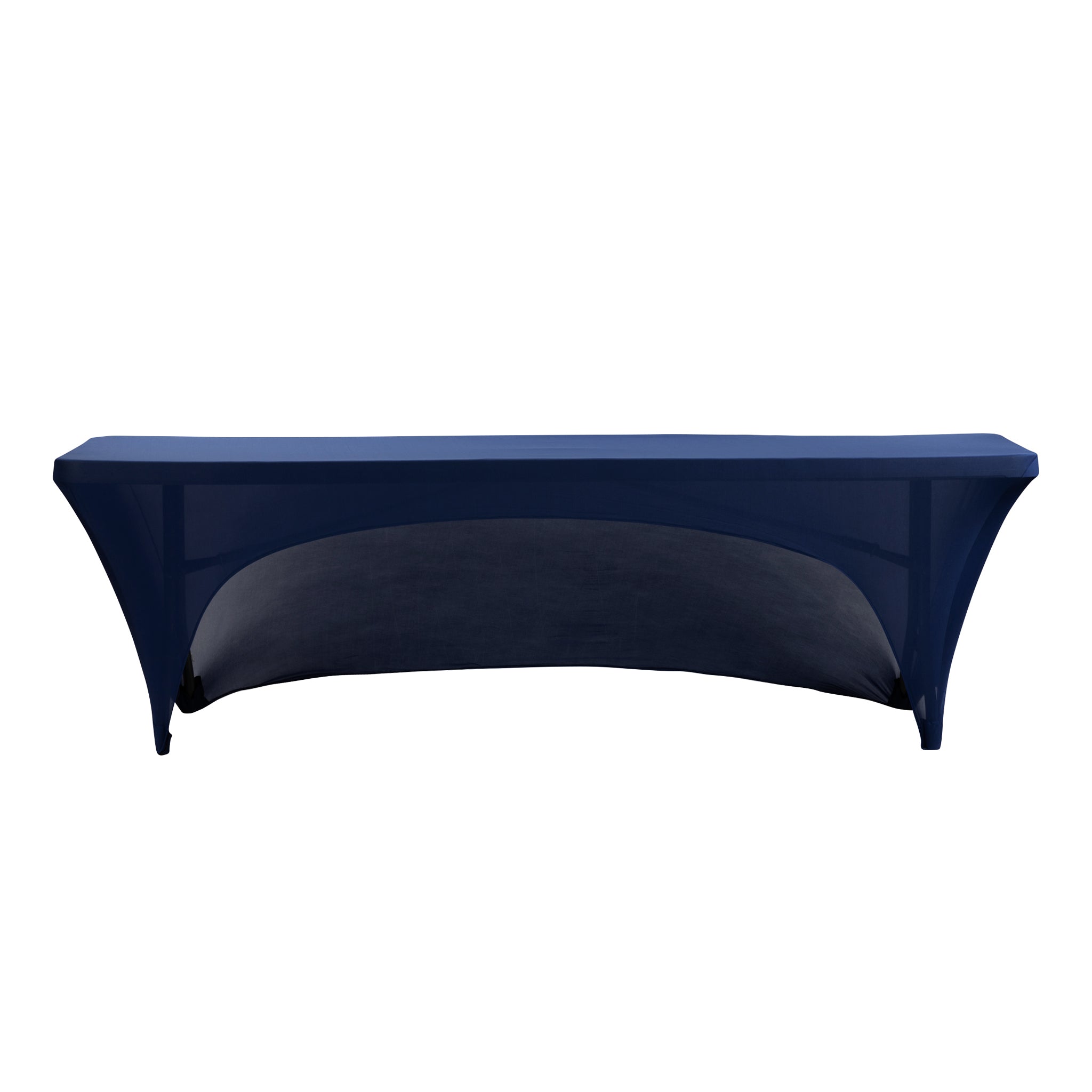 8 FT Navy Blue Open Back Stretch Spandex Rectangular Table Cover - Perfect for Banquets, Weddings, and Events