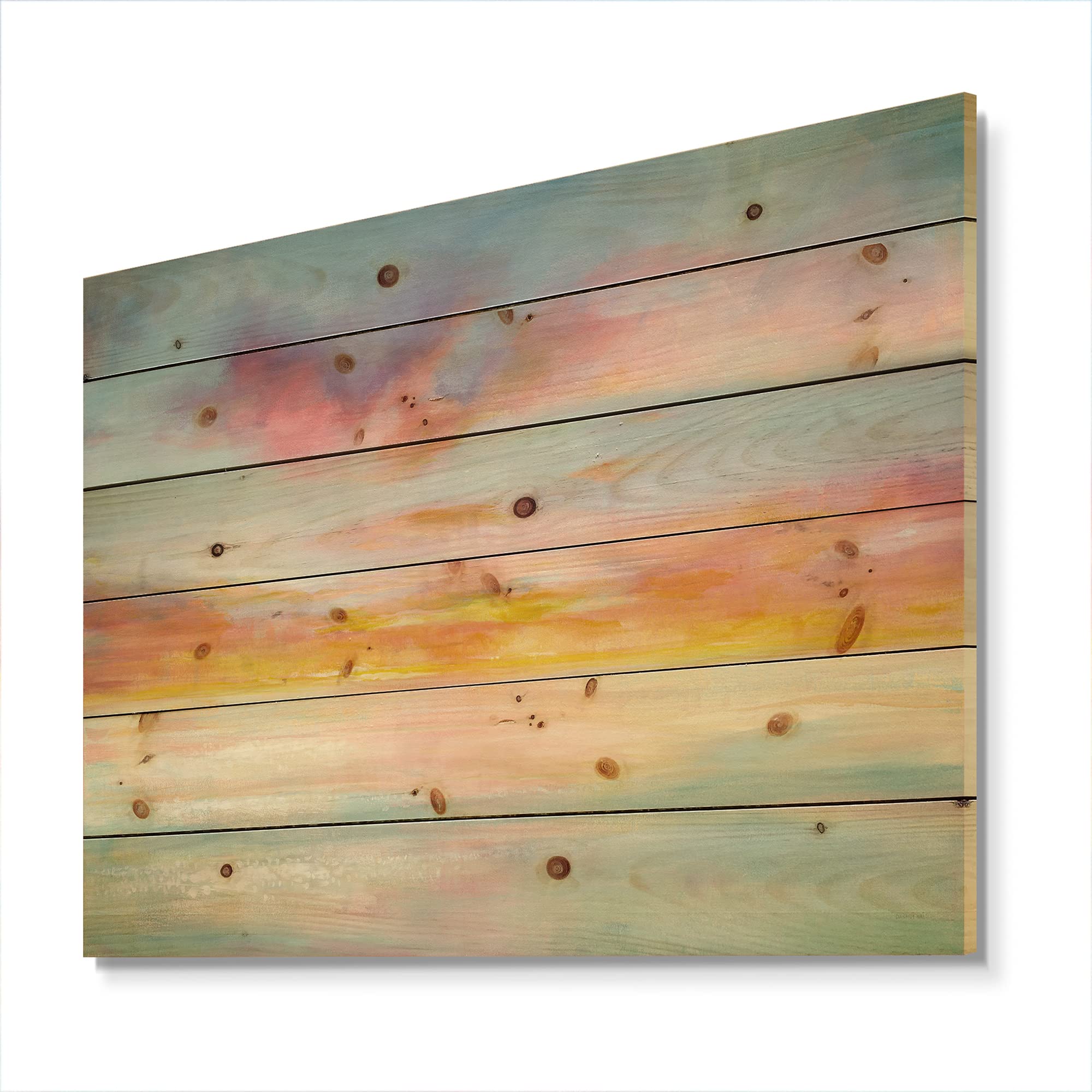 Pastel Pink & Blue Clouds Nautical Wood Wall Art - Coastal Decor, Large Abstract Wood Panels Printed on Natural Pine - Perfect for Beach House, Nursery & Boho Home Decor