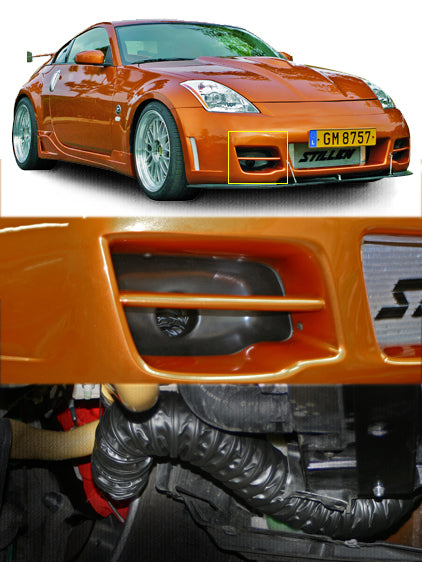2003-2009 Nissan 350Z Z33 & 2003-2007 Infiniti G35 Coupe Brake Cooling Ducts - Series 2 Bumper Compatible (Part #1035020) | Performance Upgrade for Track & Street Racing