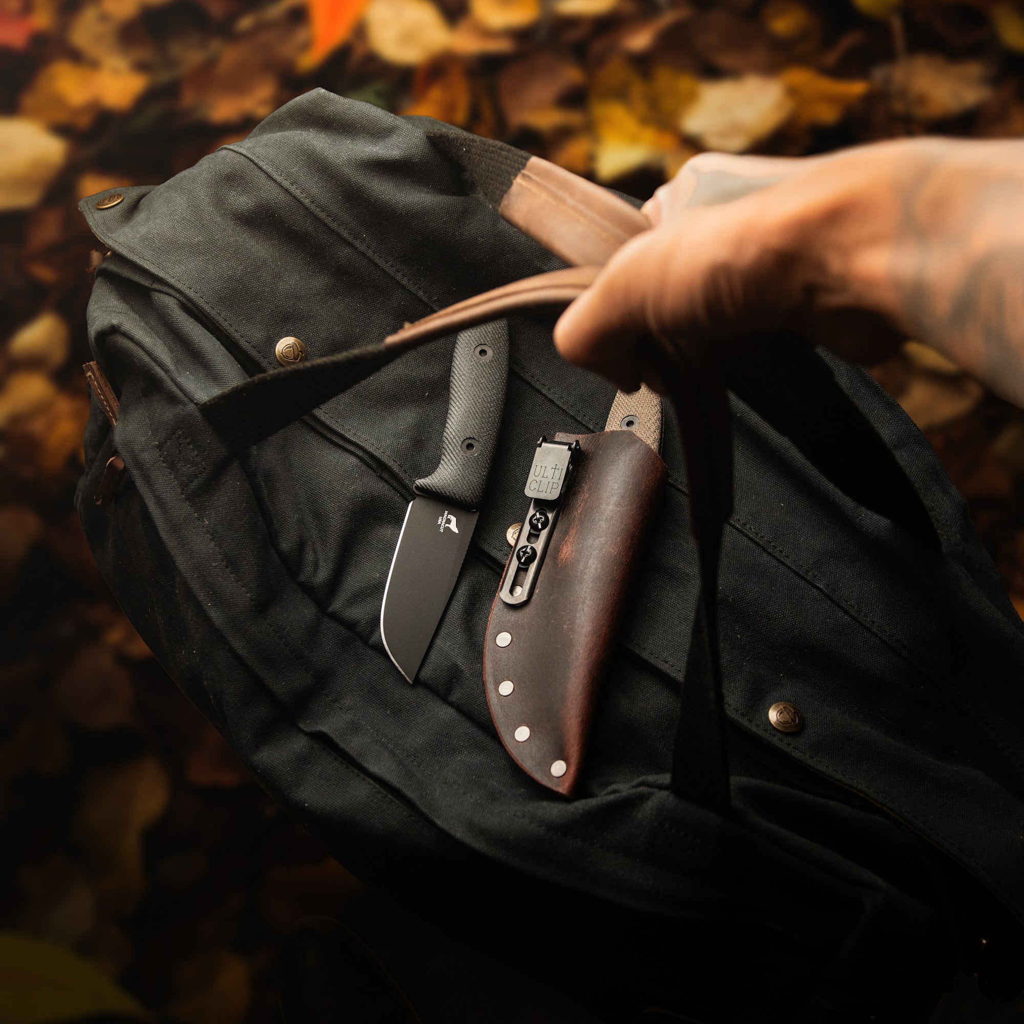 CPM MagnaCut EDC Fixed Blade Knife - Circadian Clip Point with Black Cerakote & Canvas Micarta Handle | Tactical Survival, Outdoor Camping, Hunting Gear