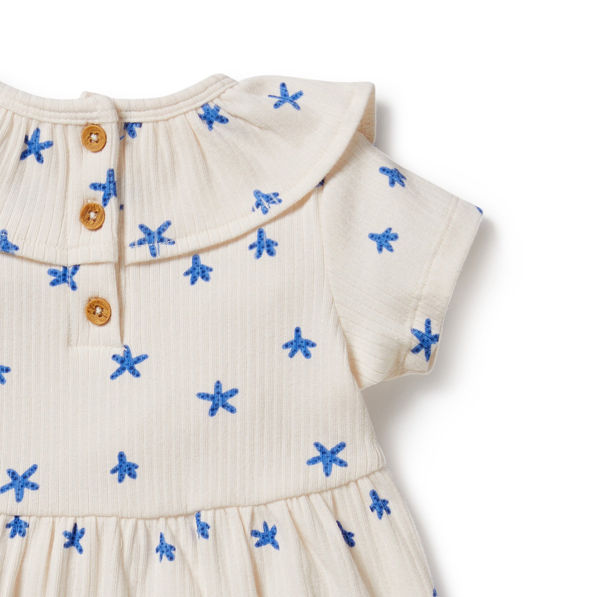 Little Starfish Organic Cotton Rib Ruffle Dress for Baby Girls - Perfect for Birthday Parties, Photo Shoots & Special Occasions