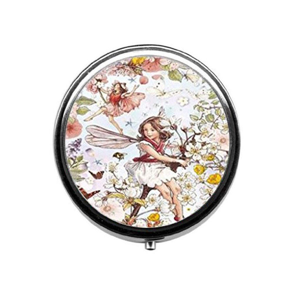 Flower Fairies Photo Pill Box - Angel & Butterfly Jewelry Glass Cabochon - Perfect for Sweater Candy Storage, Gift Box & Home Decor