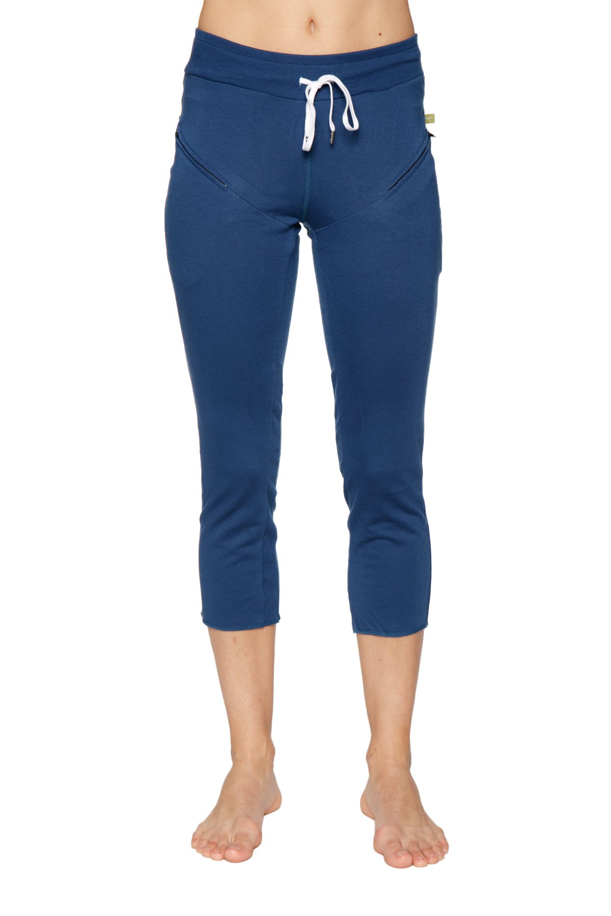 Women's 4/5 Length Capri Yoga Pants with Zipper Pockets - Modal French Terry Lounge Pants for Gym, Workout & Relaxation - European Fit & Style - Perfect for Yoga, Pilates, Running and Casual Wear