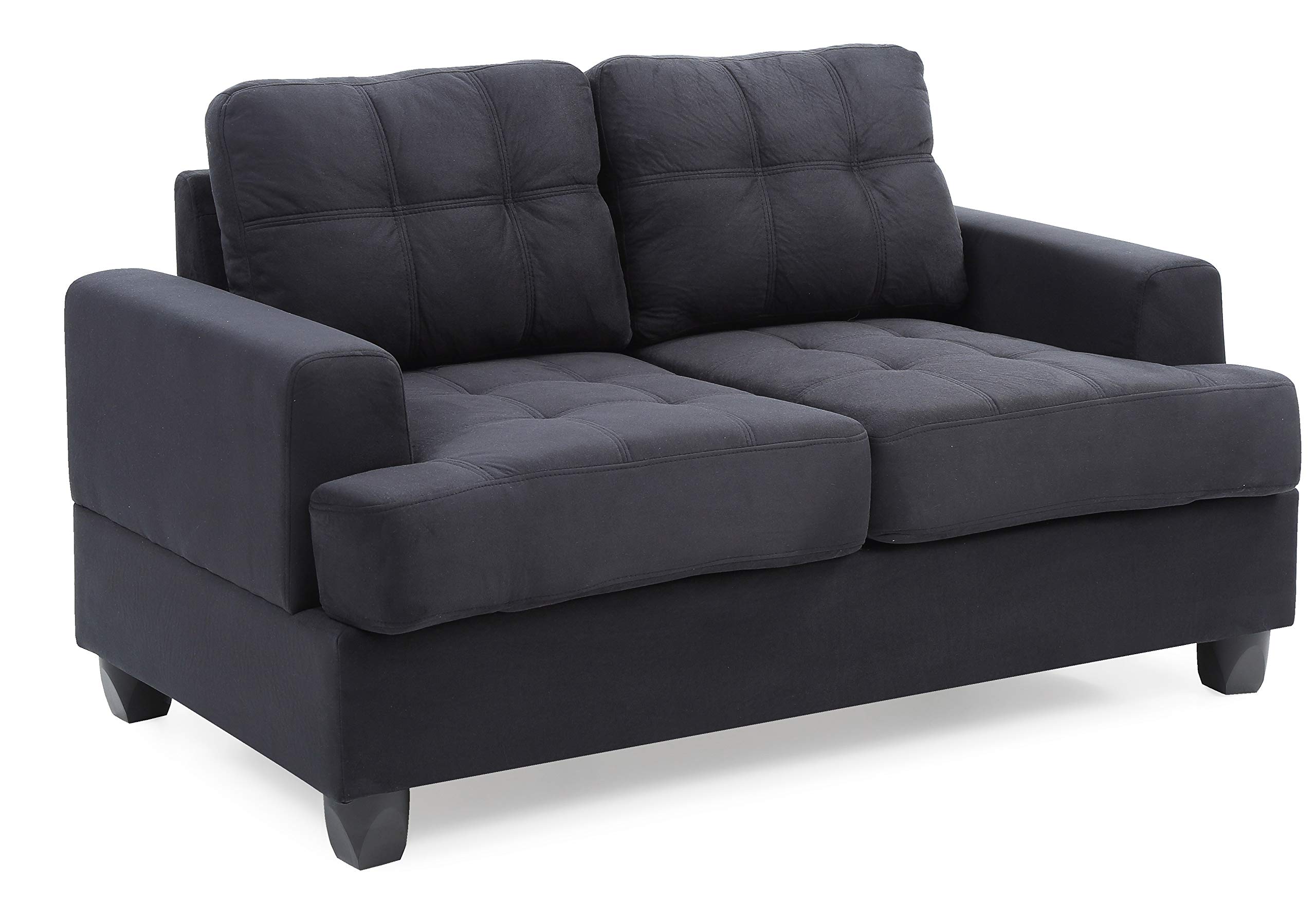 Premium Black Suede Upholstered Love Seat - Modern 2-Seater Sofa for Living Room, Lounge & Small Spaces - Comfortable Couches for Apartments, Dorms & Cozy Home Decor