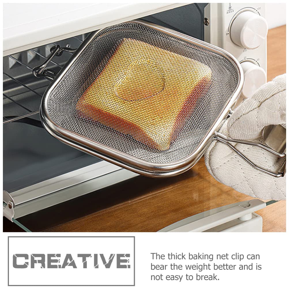 PACKOVE Stainless Steel Sandwich Cage Toaster Clip & Grill Press - Perfect for Grilled Cheese, Panini & Breakfast Sandwiches - Ideal for Home Kitchen & Camping Cooking Accessories