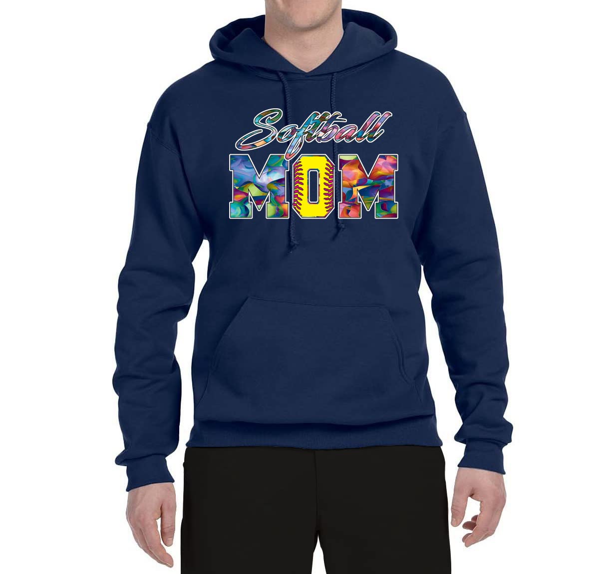 Wild Bobby Colorful Softball Mom Hoodie - Unisex Graphic Sweatshirt for Mother's Day Gifts - Perfect for Baseball Games, Team Spirit & Casual Wear