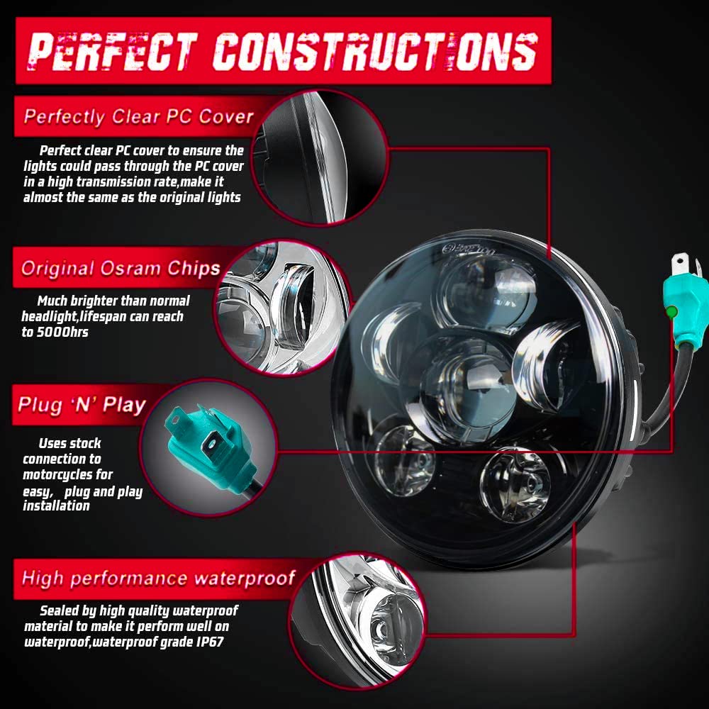 SLK-Lights VT1300 Fury LED Daymaker Black Headlight 5 3/4