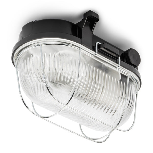 Black Bakelite 100W IP54 Waterproof Basement Light - Durable & Energy-Efficient Lighting for Cellars, Garages, Workshops, and Storage Areas