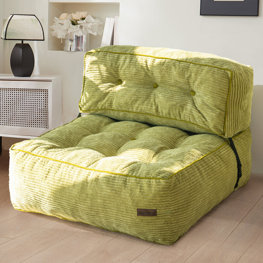 MAXYOYO Floor Sofa Bean Bag Couch - Portable Comfortable Seating with Back Support, Corded Sofa for Living Room & Bedroom (Green) - Perfect for Small Spaces, Movie Nights & Relaxing at Home