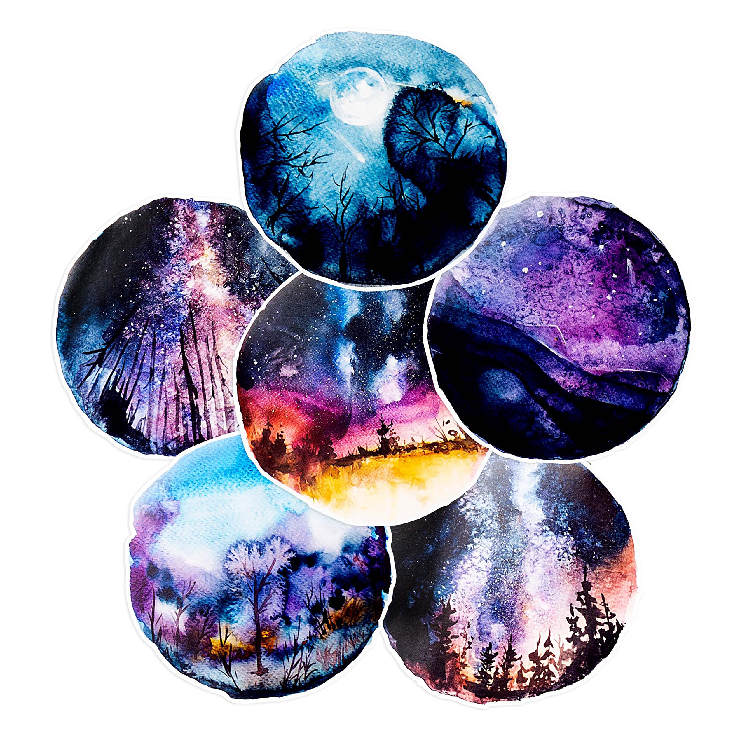 Navy Peony Starry Night Sky Stickers (6 Pack) - Large, Cute, Waterproof & Durable Constellation Decals for Water Bottles, Laptops, Scrapbooks | Perfect for DIY Crafts, Journaling & Room Decor