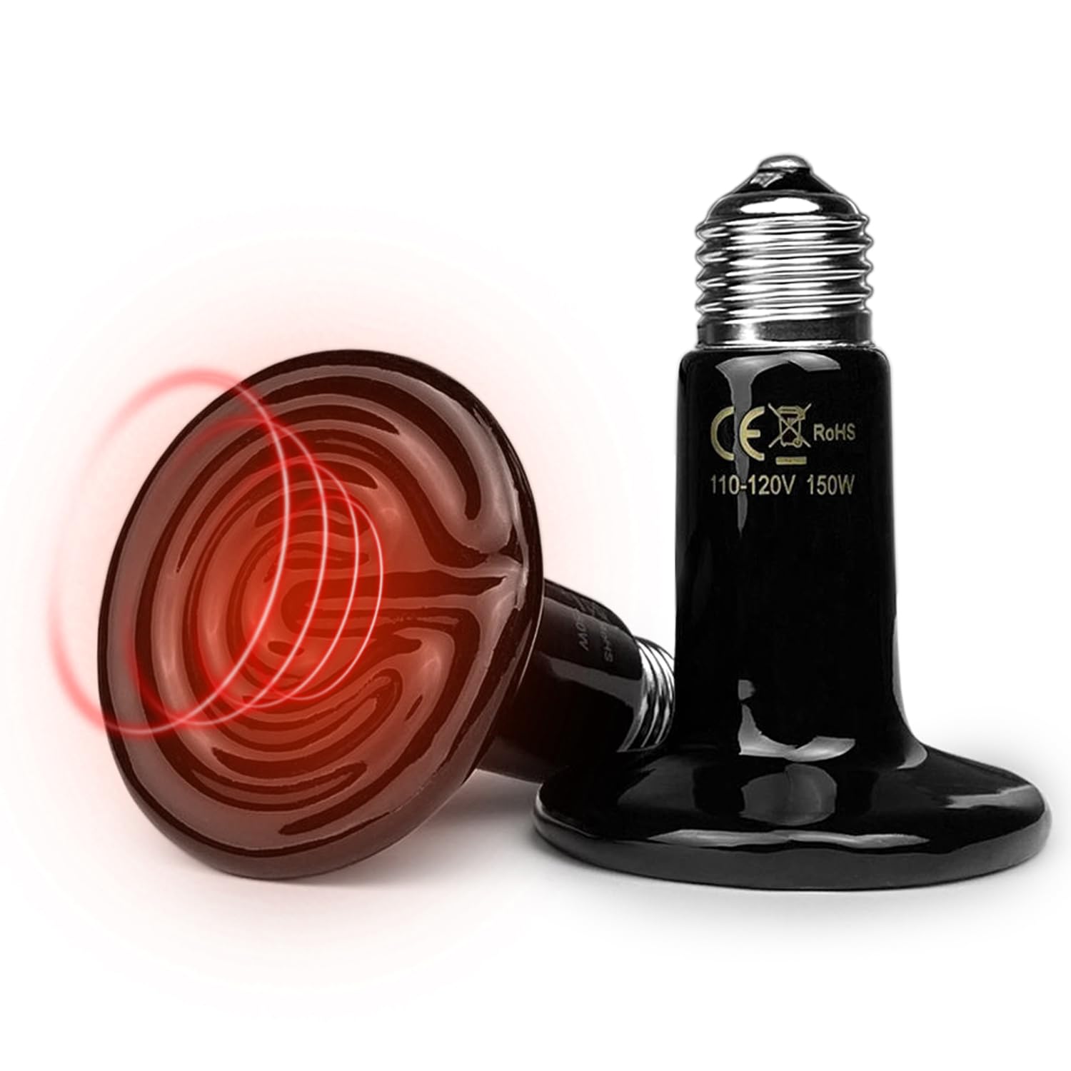 150W Ceramic Heat Emitter Bulb - 2 Pack E26 Reptile Heat Lamp with No Light Emission - Ideal for Turtles, Lizards, Snakes, Bearded Dragons & Amphibians - Perfect for Pet Brooders, Chicken Coops & Terrarium Heating - Durable Ceramic Heating Element for Constant Warmth