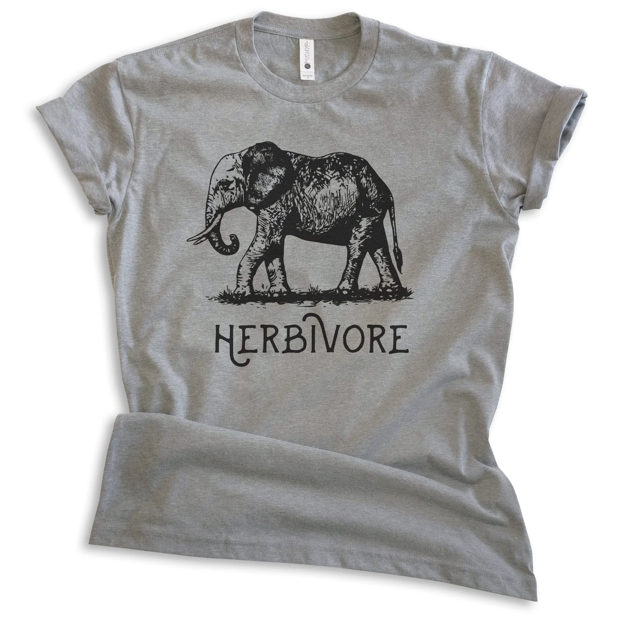 EVERTREE CLOTHING Herbivore Elephant Graphic T-Shirt - Unisex Vegan Animal Rights Tee for Men & Women - Perfect for Animal Lovers, Veganism Supporters and Eco-Friendly Fashion
