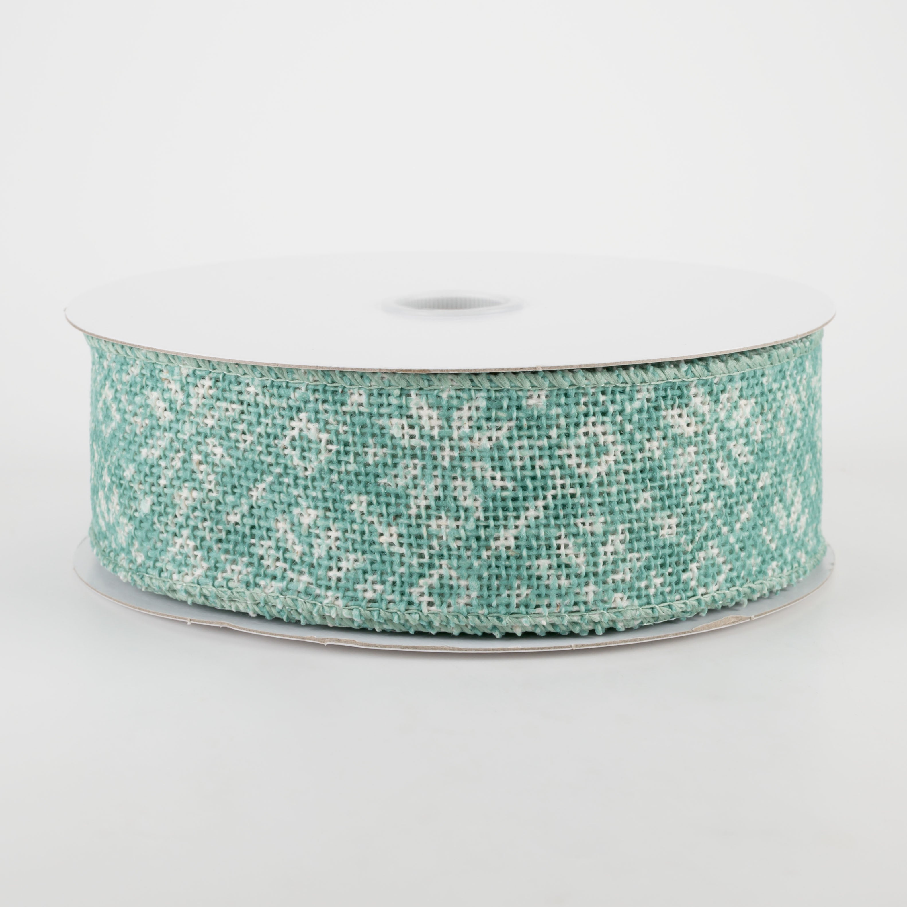 1.5 Inch Burlap Sweater Poinsettia Ribbon - Ivory & Mint Green Christmas Craft Ribbon (10 Yards) for Holiday Gift Wrapping, DIY Decorations and Tree Trimming