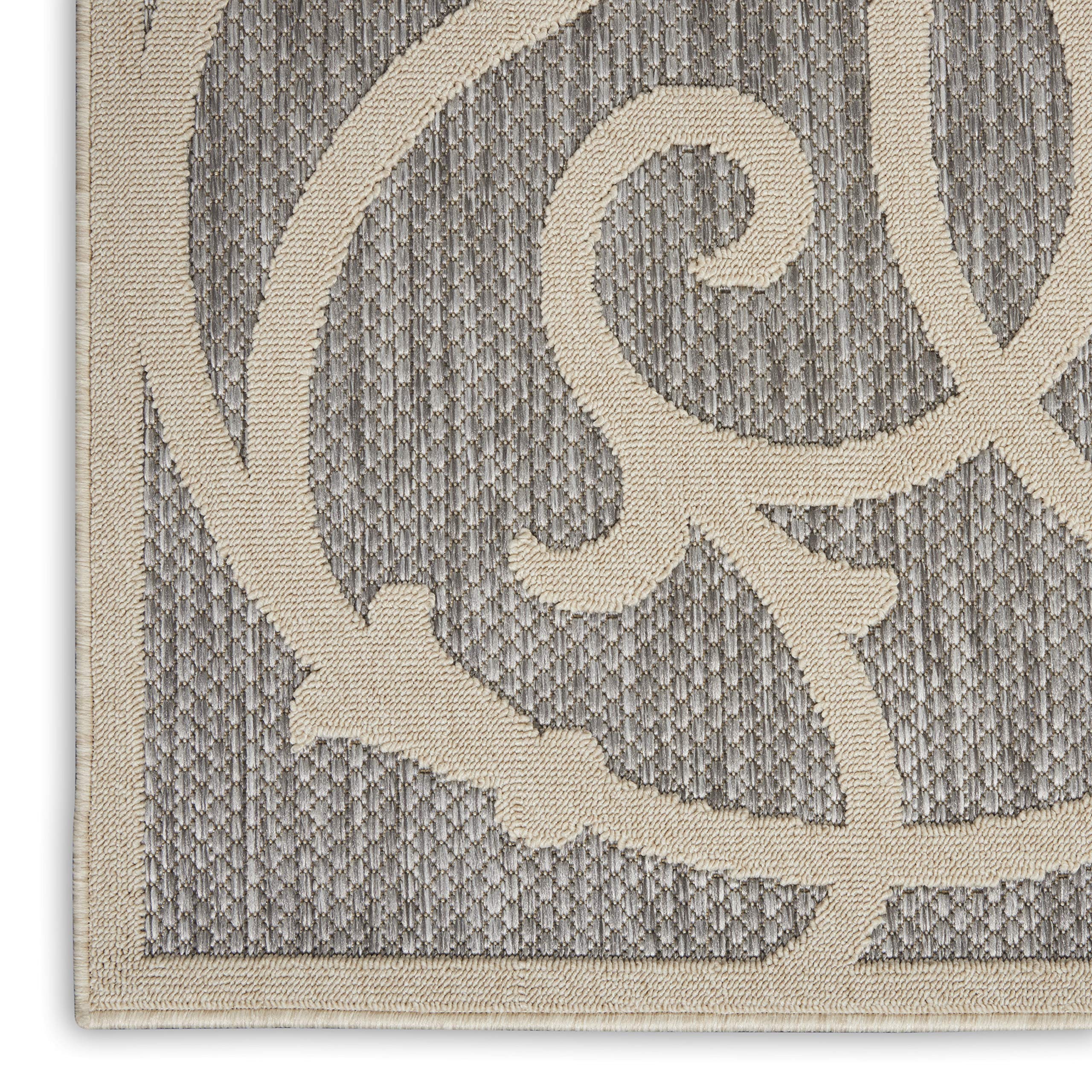 Nourison Palamos Indoor/Outdoor 6' x 9' Area Rug - Soft Grey, Easy to Clean, Non-Shedding | Perfect for Bedroom, Living Room, Dining Room, Backyard, Deck & Patio (6x9) - Adds Comfort & Style to Any Space