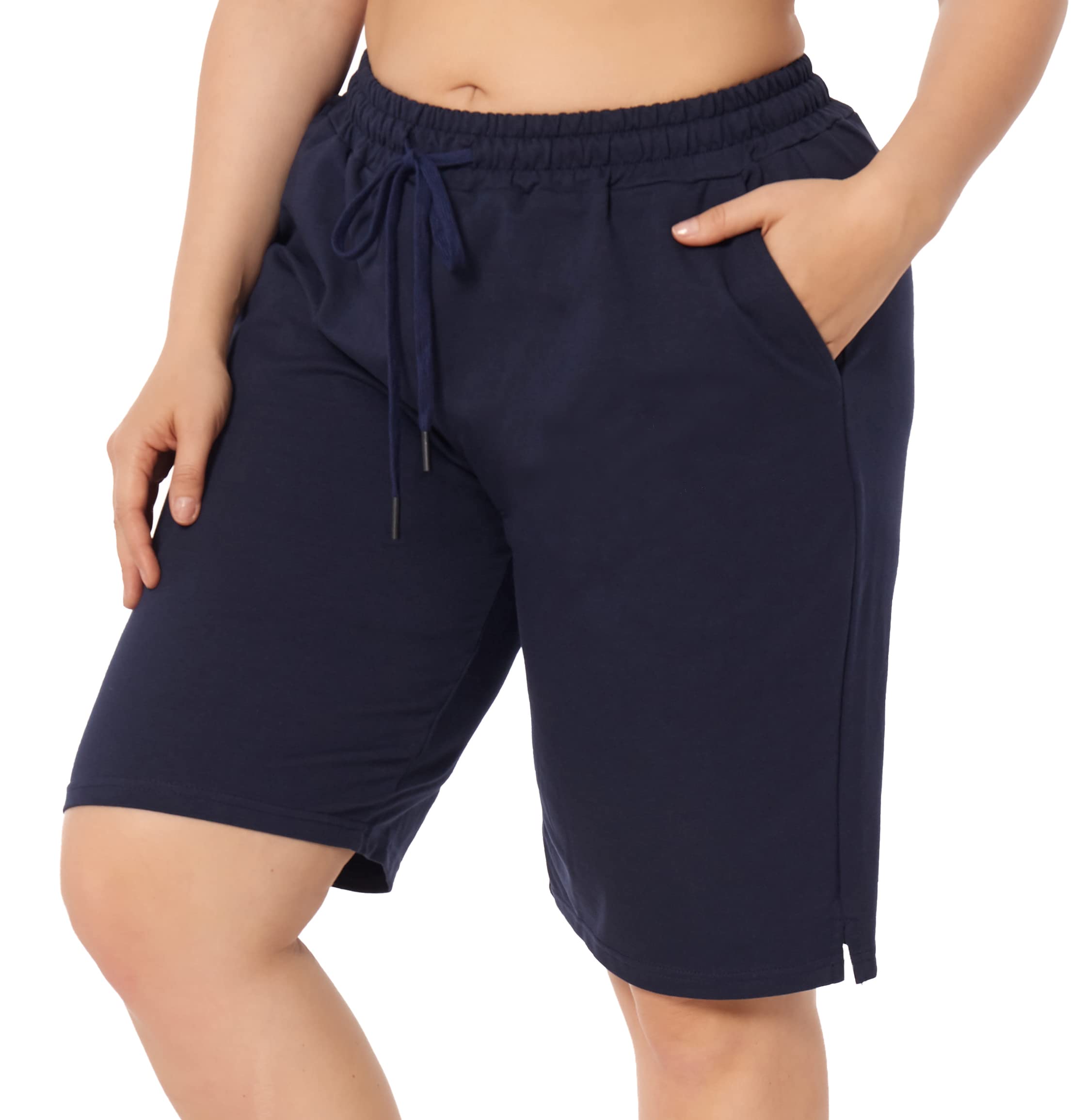 ZERDOCEAN Women's Plus Size Casual Sports Shorts - Lounge Yoga Pajama Walking Sweat Shorts with Pockets - Comfortable Activewear for Workout, Running, Travel & Home Relaxation