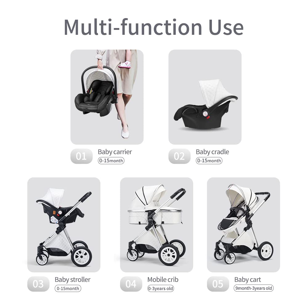 Premium Baby Stroller with Bassinet - Lightweight Foldable Newborn Pram for 0-6 Months (Black) | Perfect for Walks, Shopping & Travel | Safe & Comfortable Infant Stroller