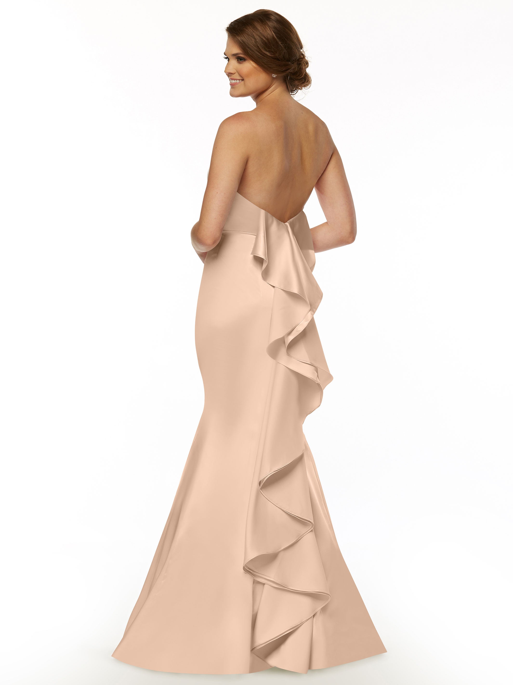 Elegant Strapless Satin Fit and Flare Bridesmaid Dress with Sweetheart Neckline - Perfect for Weddings, Formal Events & Special Occasions