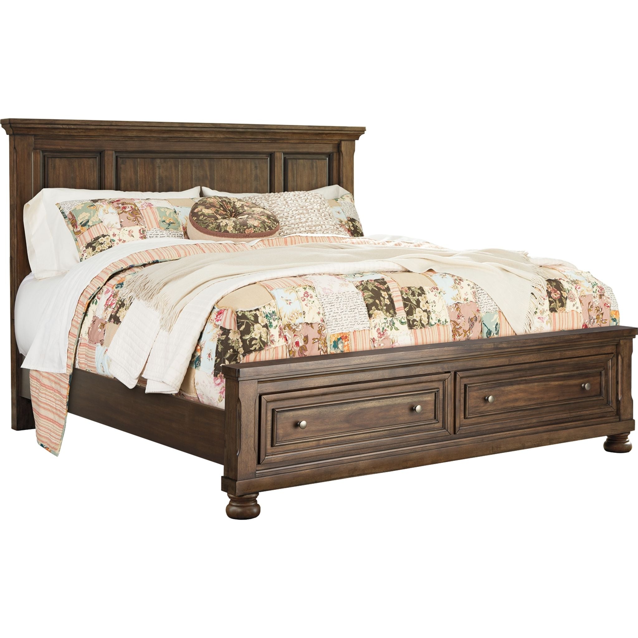 Baymore Queen Size Panel Bed with Storage Drawers - Modern Wooden Bed Frame with Underbed Storage for Small Spaces - Perfect for Bedrooms, Apartments & Guest Rooms