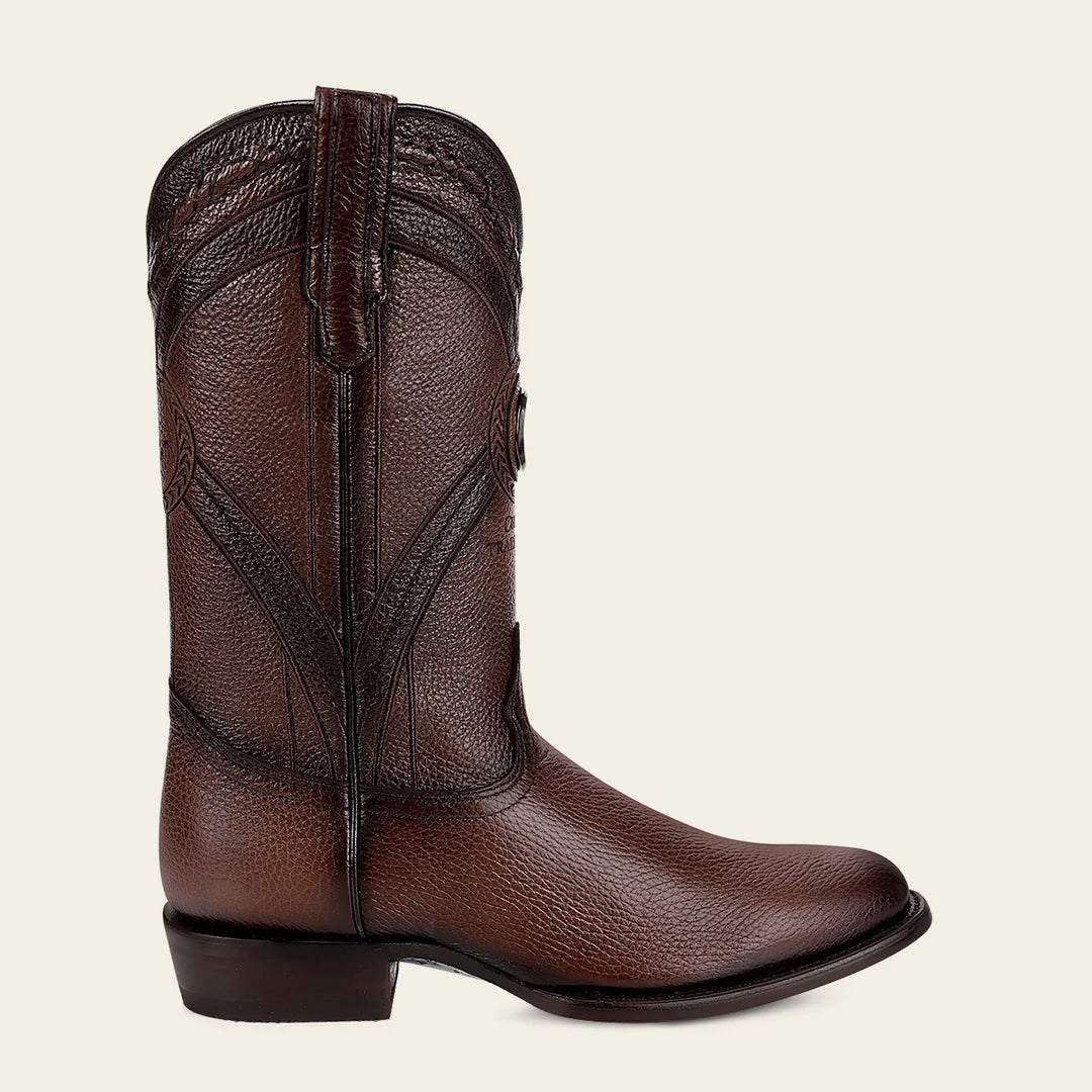 2H0AVE Men's Cuadra Honey Dress Cowboy Deer Leather Boots - Western Style Boots for Rodeo, Country Music Festivals & Outdoor Adventures