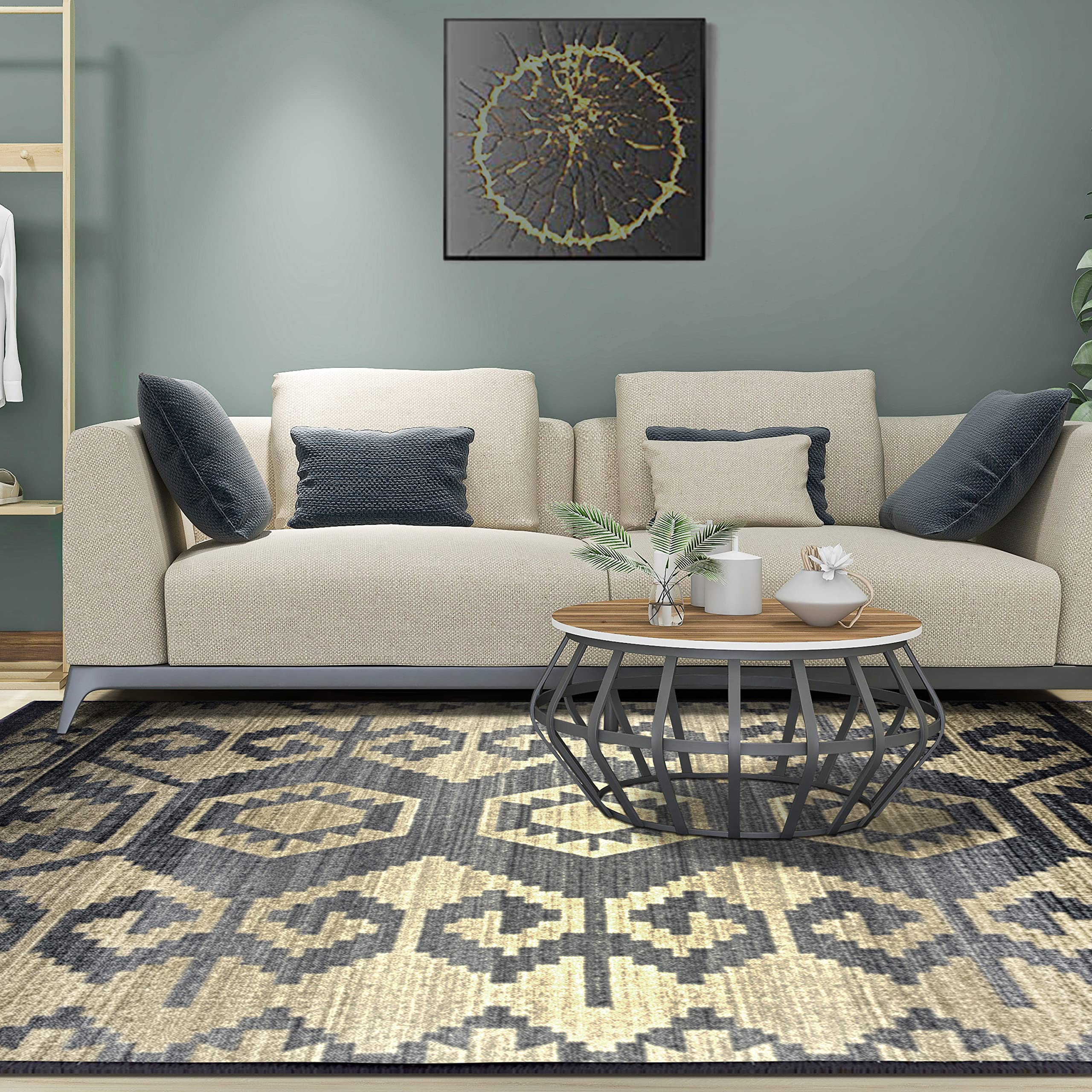 Premium Handmade Catori Collection Area Rug 8' x 10' - Farmhouse Chic Multicolor Washable Rug for Bedroom, Living Room, Kitchen, Entryway & Laundry Room Decor | Cozy Home Accent for Modern & Rustic Interiors