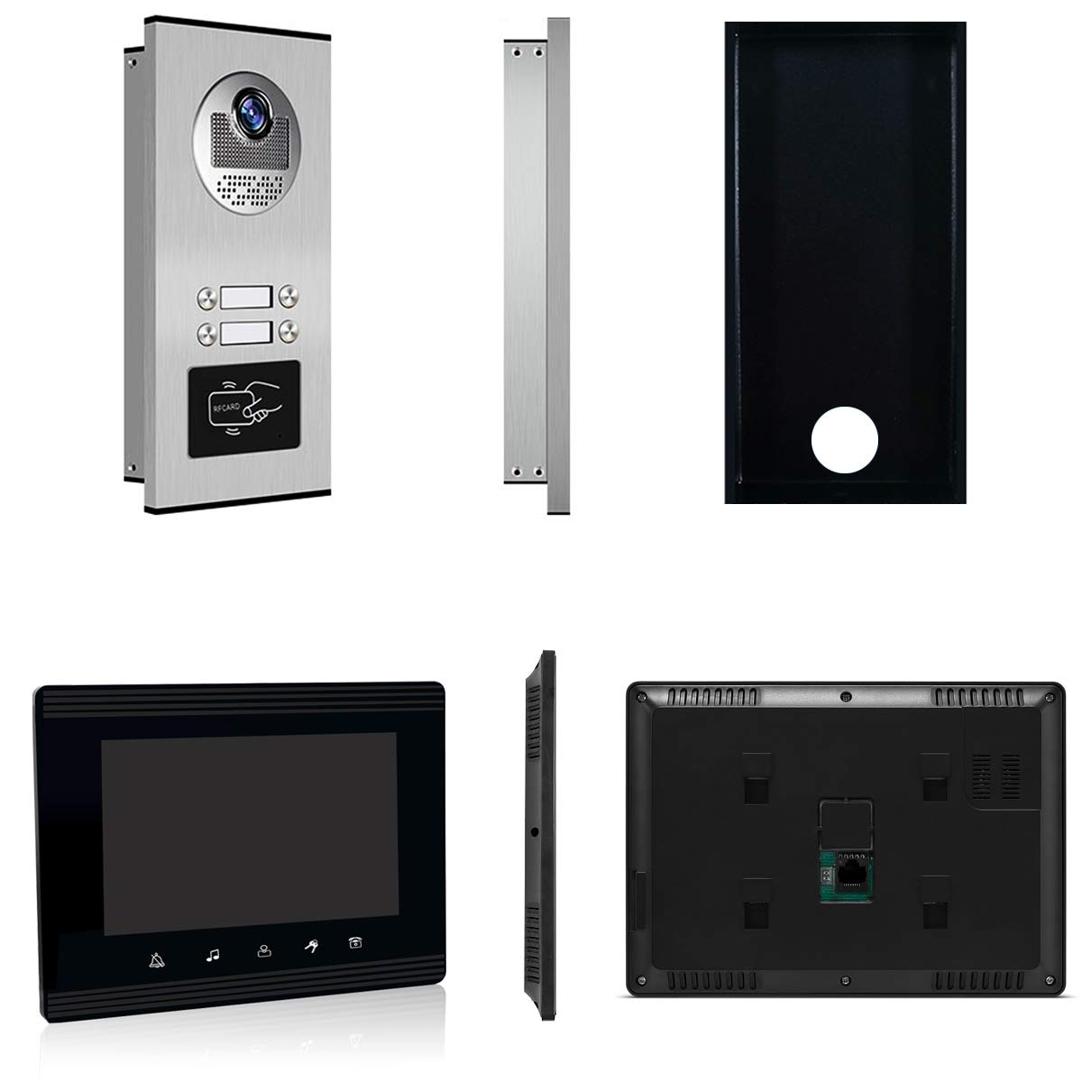 Upgrade 4 Units Apartment Intercom System - 7 Inch Touch Screen Video Door Phone Kit with Ethernet Cable Connection, Single Power Supply & ID Keyfobs for Home Security | Smart Access Control for Apartments, Condos & Gated Communities
