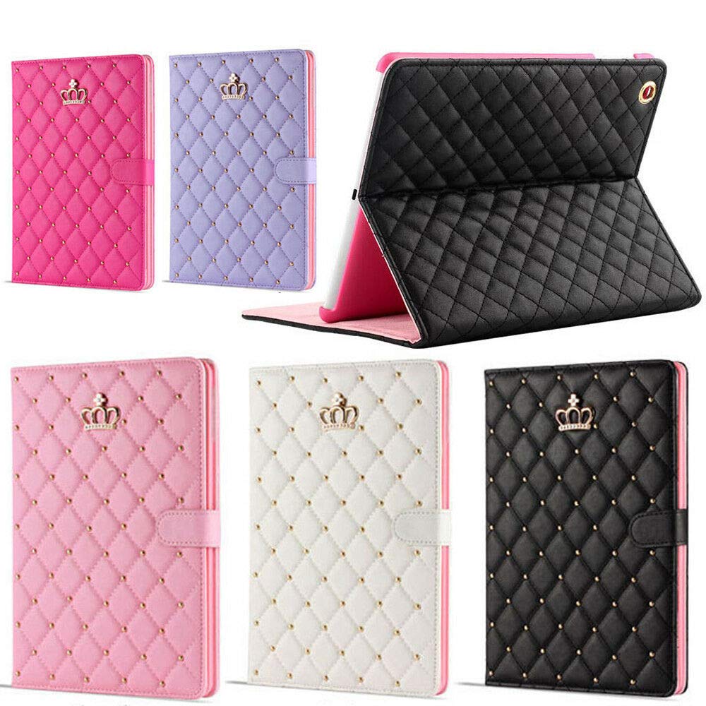 **Elegant Pink PU Leather Case for iPad 9.7 Inch (6th/5th Gen 2018/2017, iPad Air 2/Air) - Bling Diamond Design, Auto Sleep/Wake, Shockproof Folio Stand Cover - Perfect for Work, School & Travel**