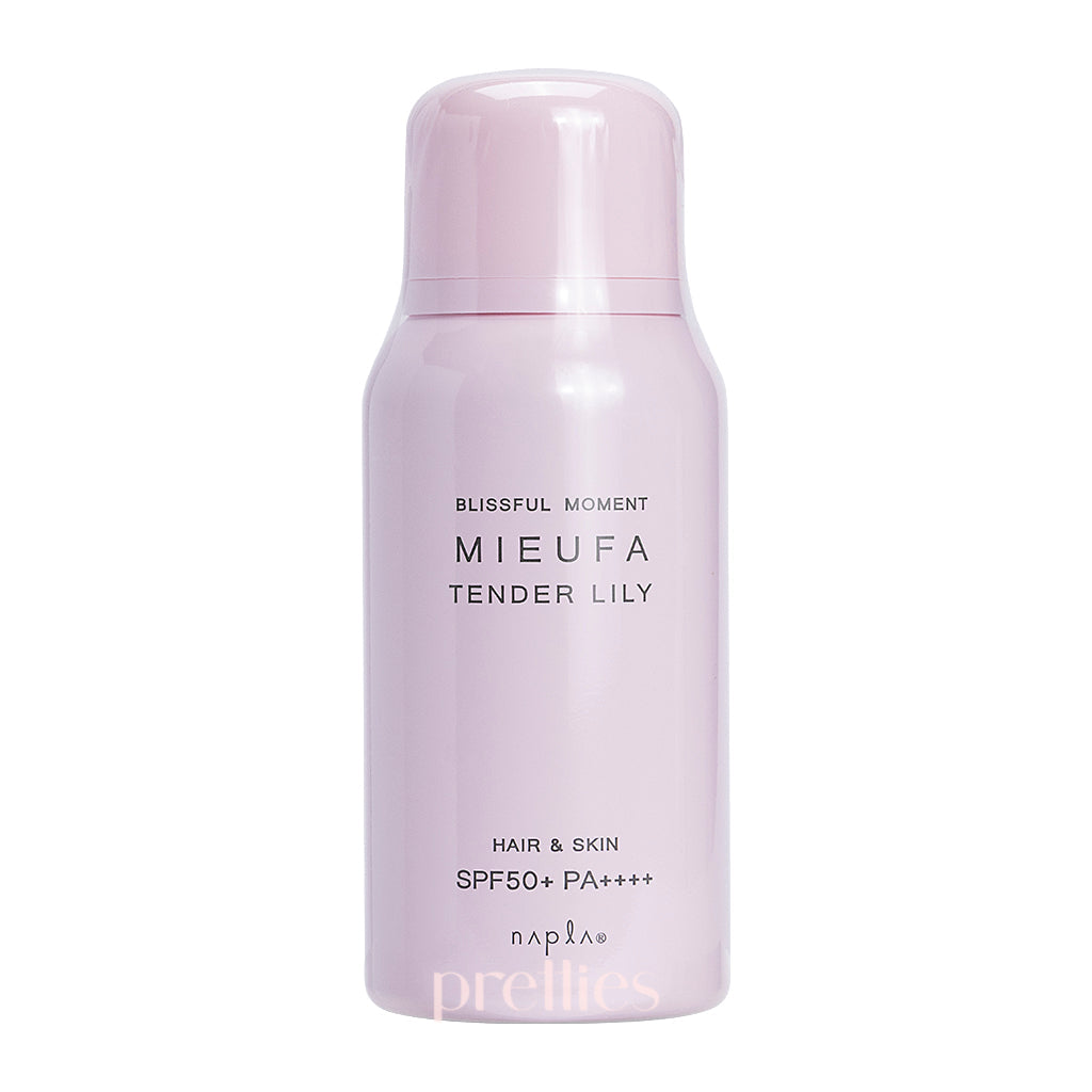Napla MIEUFA UV Cut Hair & Skin Floral Spray SPF50+PA++++ (Tender Lily Scent) 80g - Pink | Sun Protection for Hair & Face | Perfect for Outdoor Activities, Beach & Daily Use