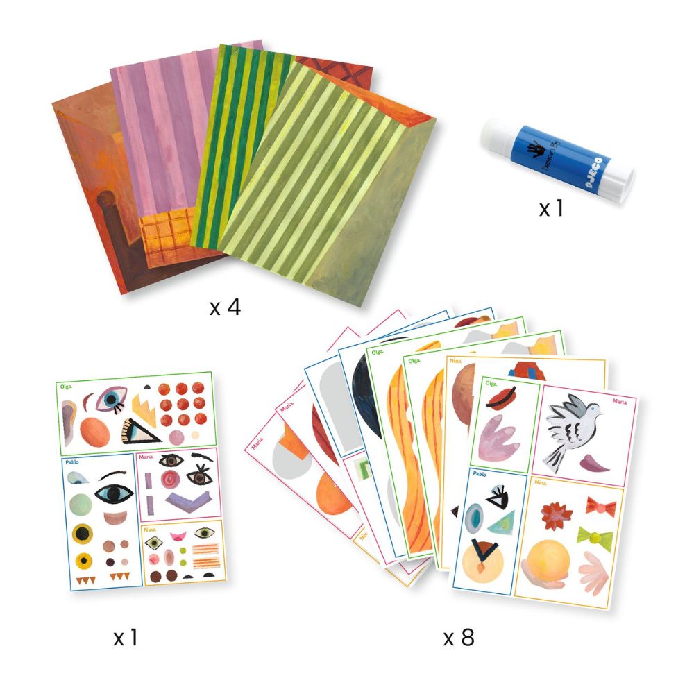 Pablo Picasso Inspired Collage Art Kit with Stickers - Creative DIY Craft for Kids & Adults, Perfect for Home Decor, School Projects & Gift Giving